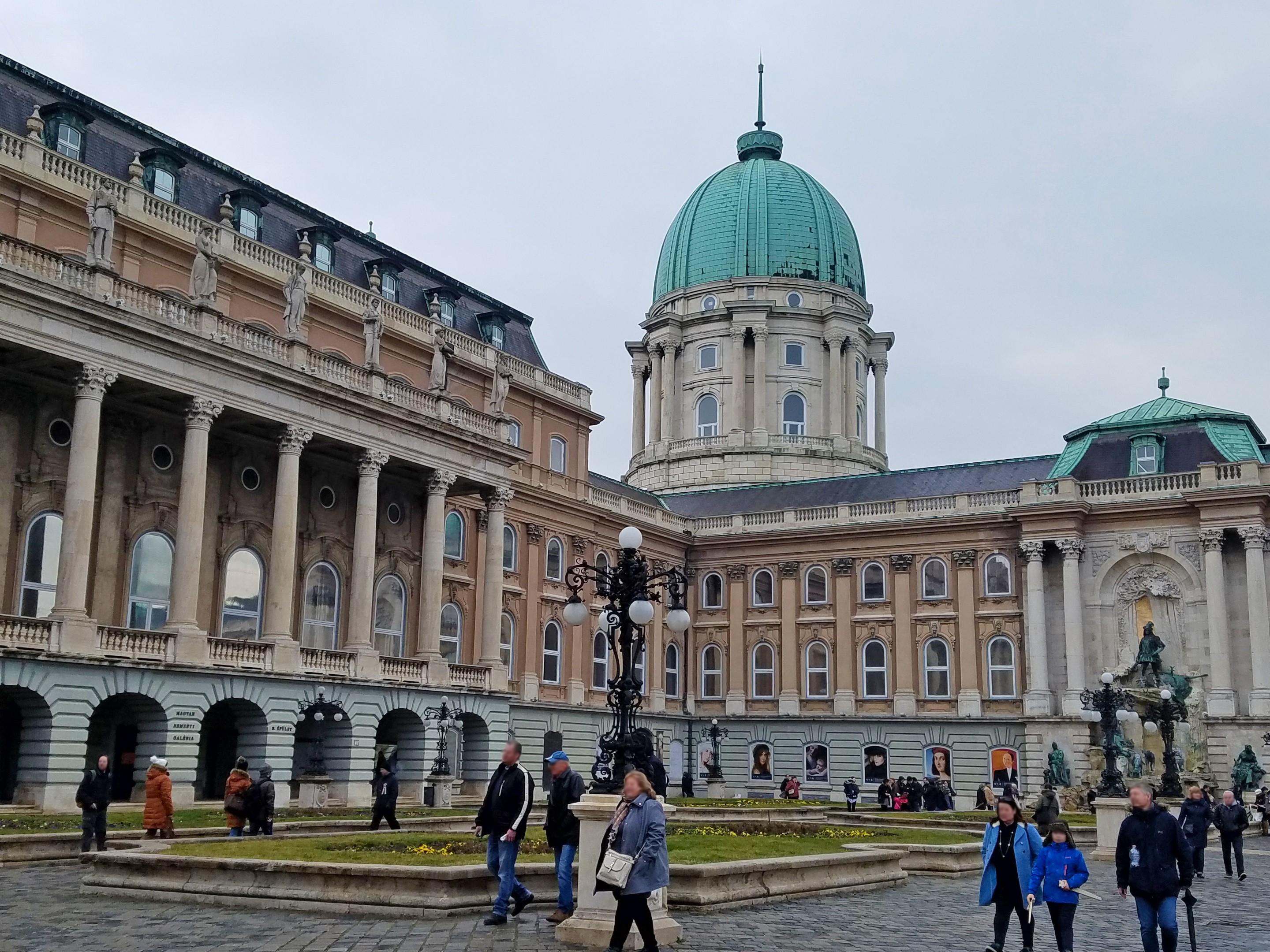 The Royal Castle (also referred to as the Royal Palace) on Castle Hill. Formerly the residence of Hungarian kings, the castle now houses the Hungarian National Gallery and the Budapest History Museum.