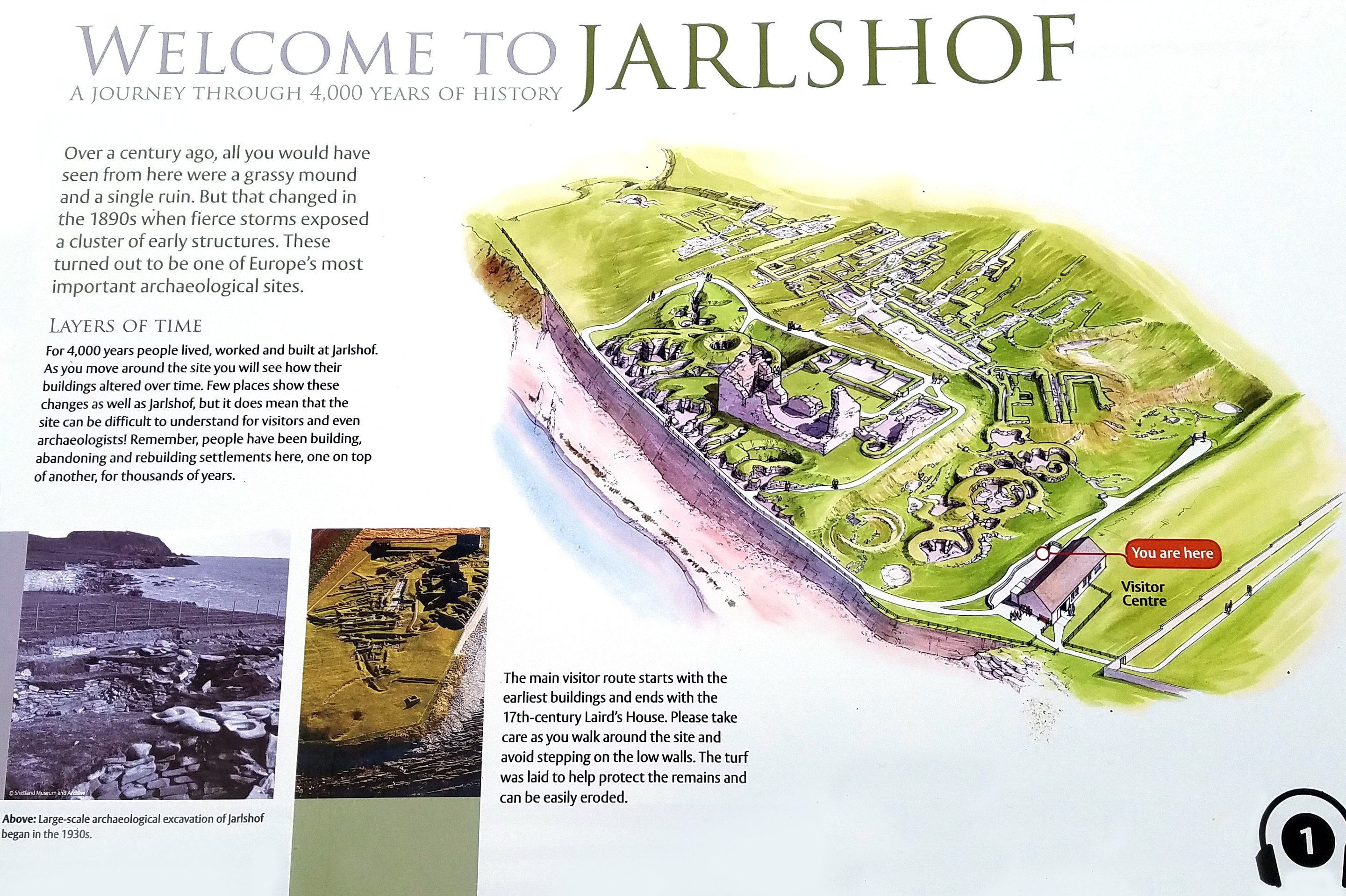 Information on the Jarlshof settlement in Shetland.  The site was occupied for 4,000 years by many peoples including Picts and Norsemen.
