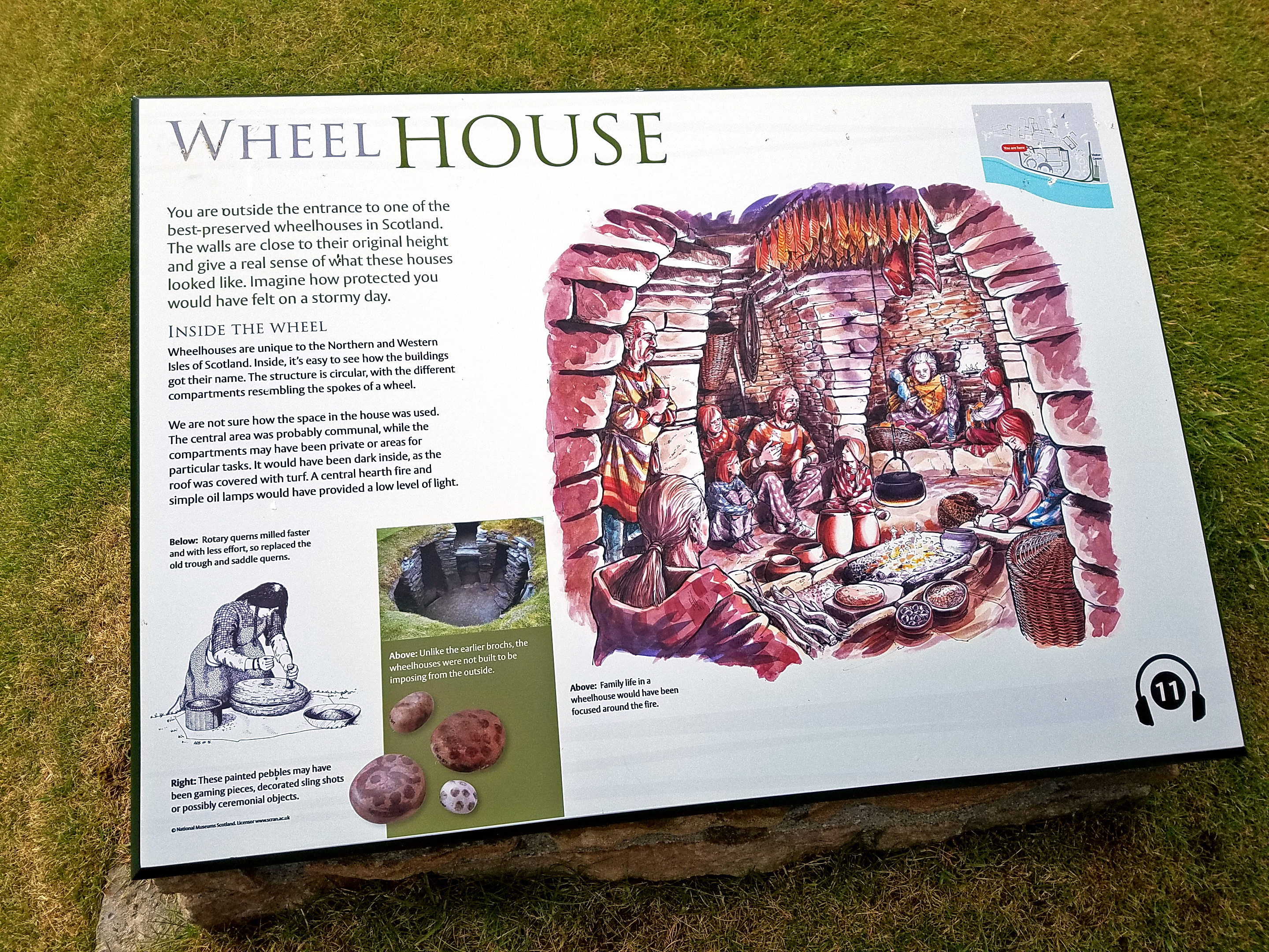 Information on a Pict wheel house at Jarlshof in Shetland.