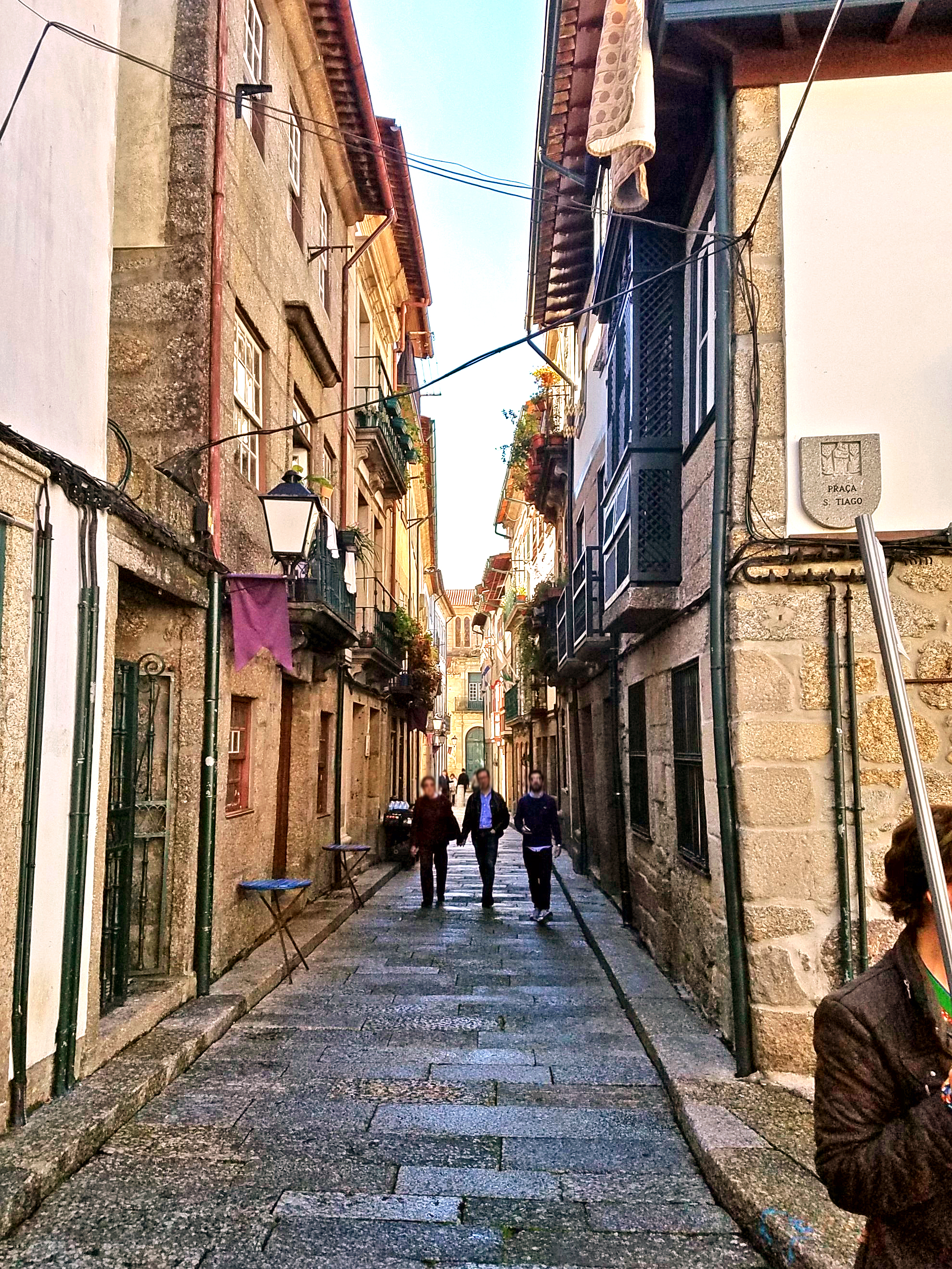 A medieval street in the historic town center of Guimaraes.