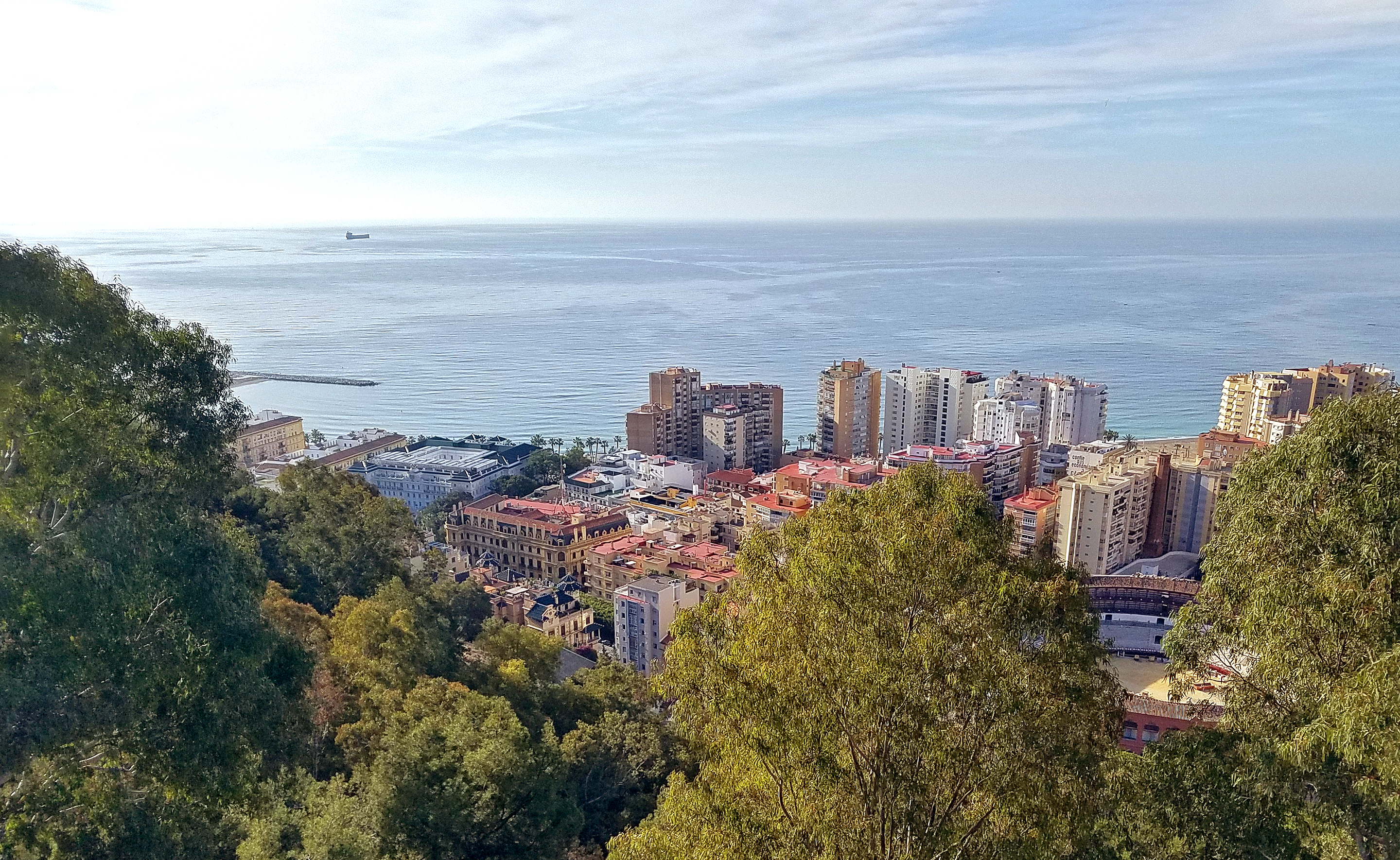 View from the Gibralfaro Castle over the city of Malaga, the second largest port in Spain.