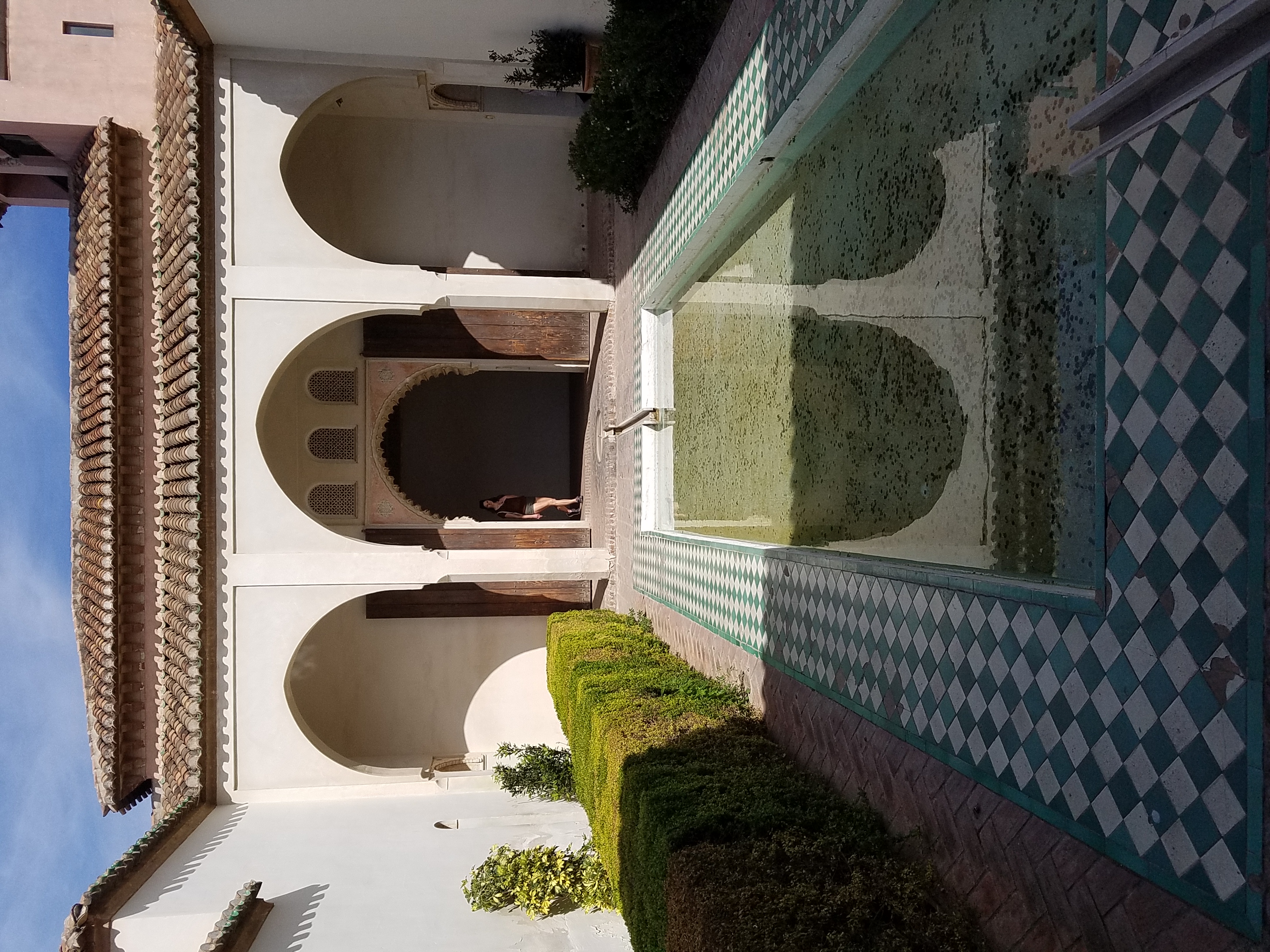Courtyard garden of the Cuartos de Granada (The Granada Quarters) in the Inner Citadel of the Alcazaba of Malaga.