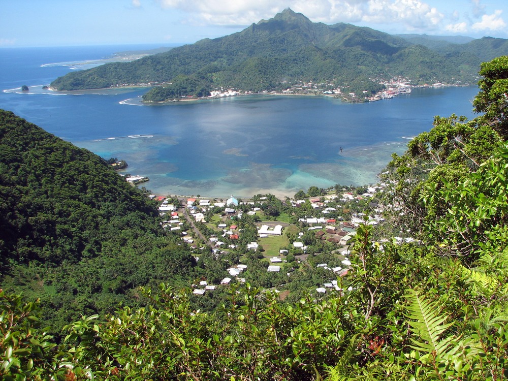 A view of Pago Pago Harbor on Tutuila Island; the mouth (entrance) is to the left. Photo courtesy of the US National Park Service.