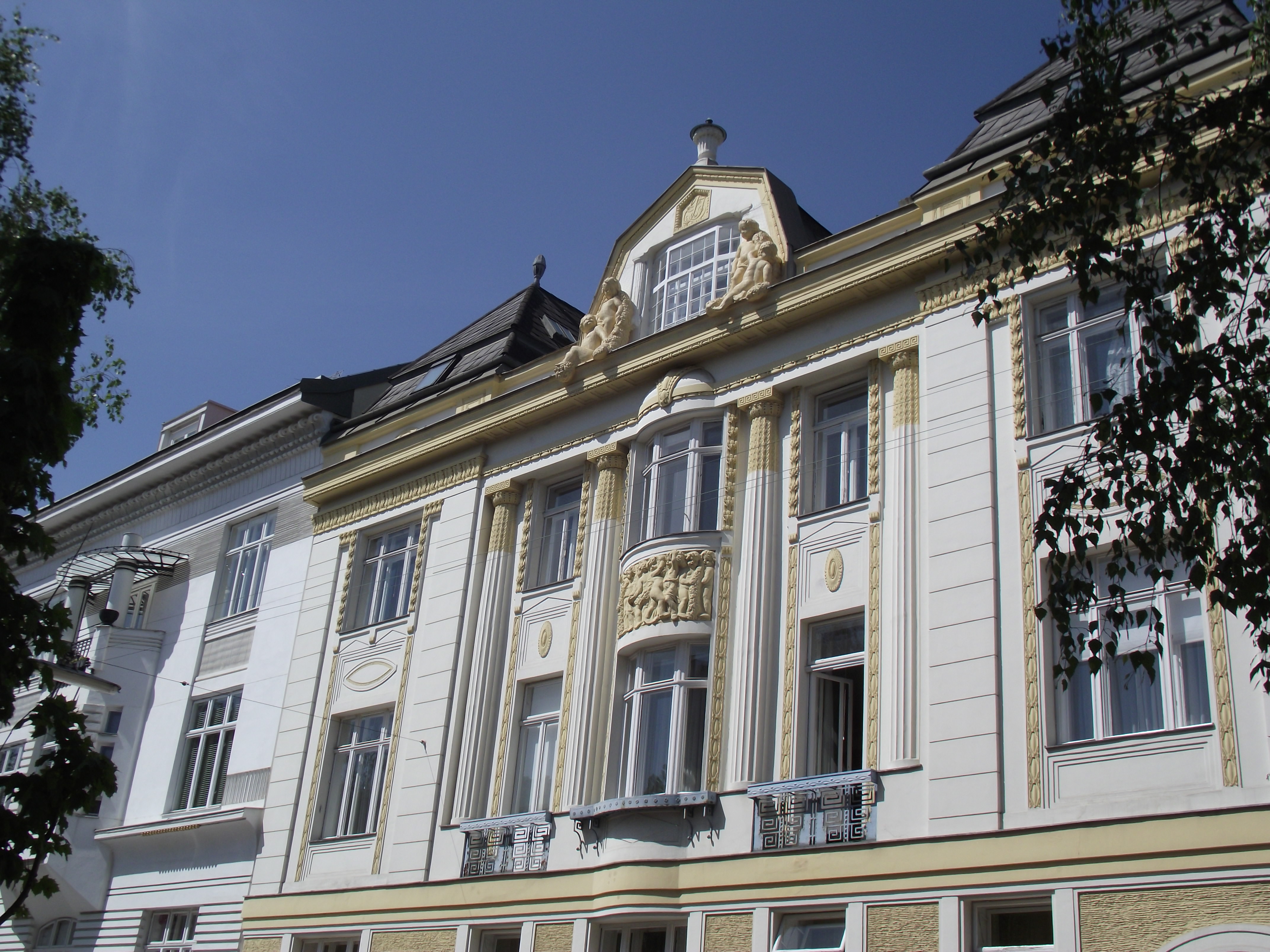 Cherubs highlight this elaborately decorated residence in the Heitzing district of Vienna.