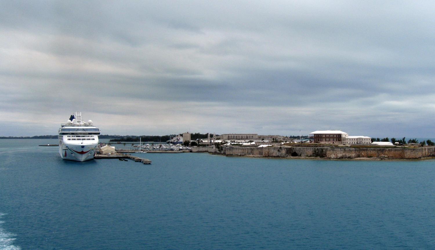Cruise ship at King's Wharf on North Ireland Island near the Royal Navy Dockyard. 