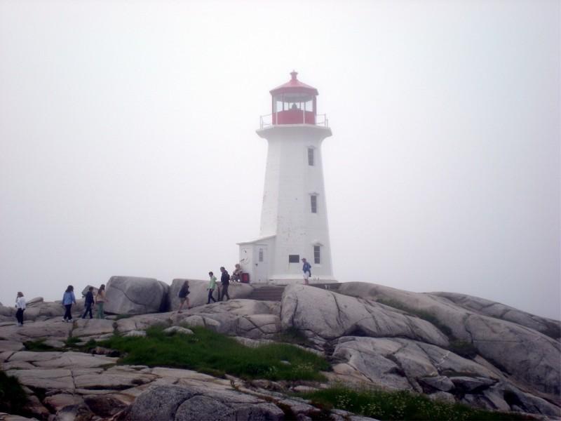 Peggys Point Lighthouse in Peggys Cove, Nova Scotia is a very popular tourist site operated by the Canadian Coast Guard. The lighthouse, the second one on this site, was built in 1914 and is 15 m (50 ft) tall. 