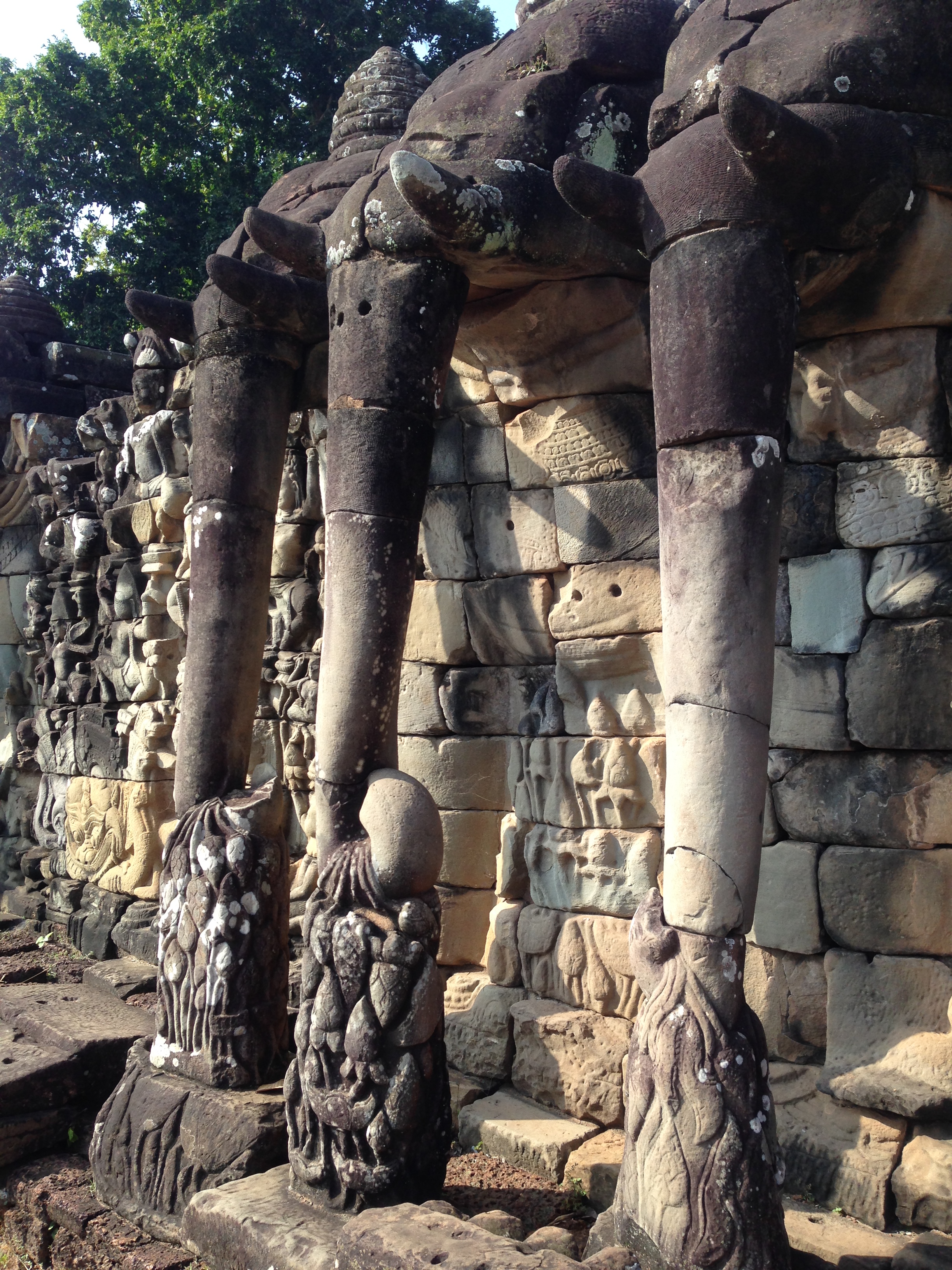Carvings from the The Terrace of the Elephants at the Royal Square of Angkor Thom.