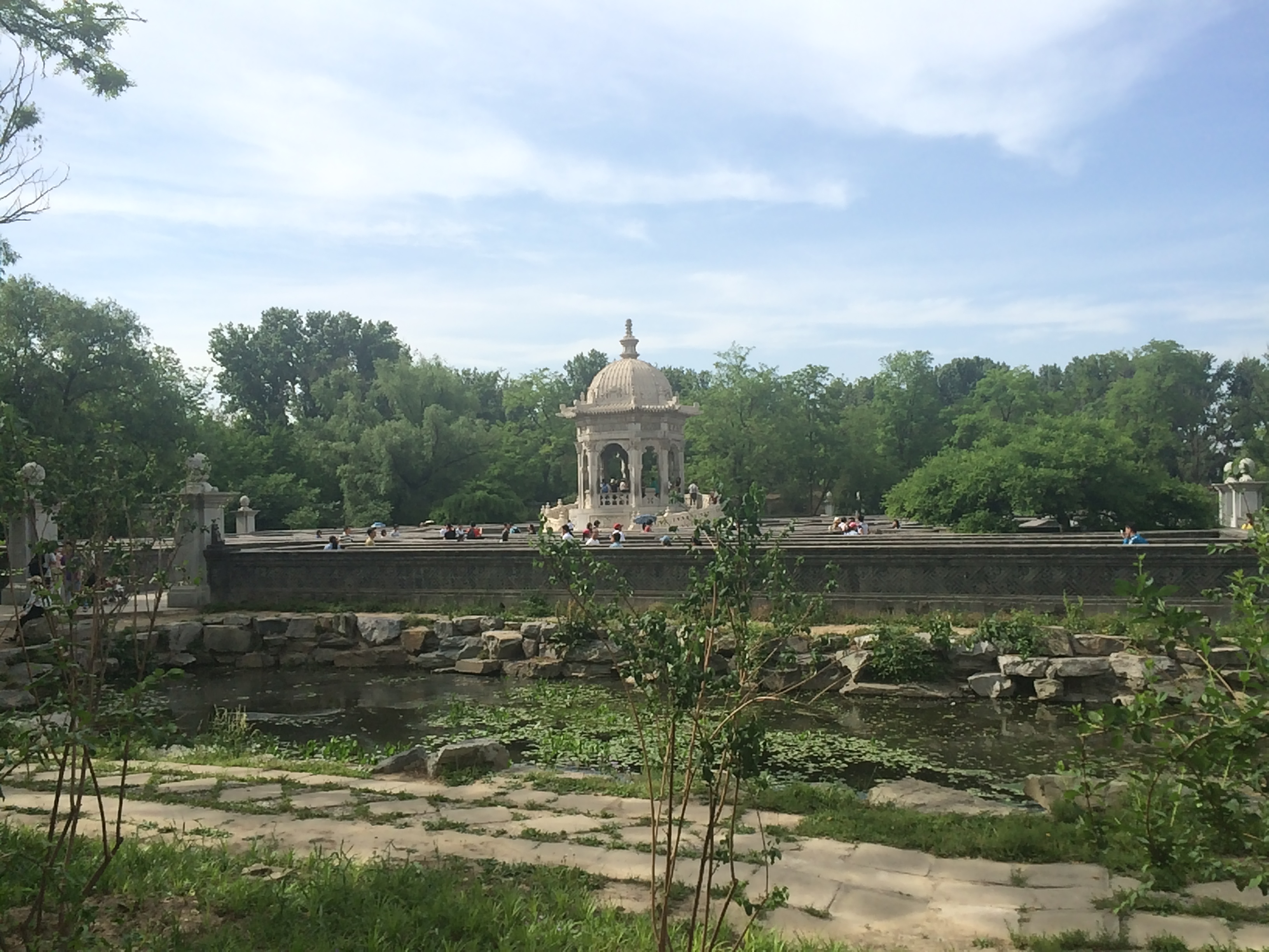 The Summer Palace is a vast ensemble of lakes, gardens, and palaces in Beijing. It was an imperial garden in the Qing dynasty (1644 to 1912). UNESCO added the Summer Palace to its World Heritage List in 1998. This view shows a folly on the grounds of the Summer Palace in Beijing. 
