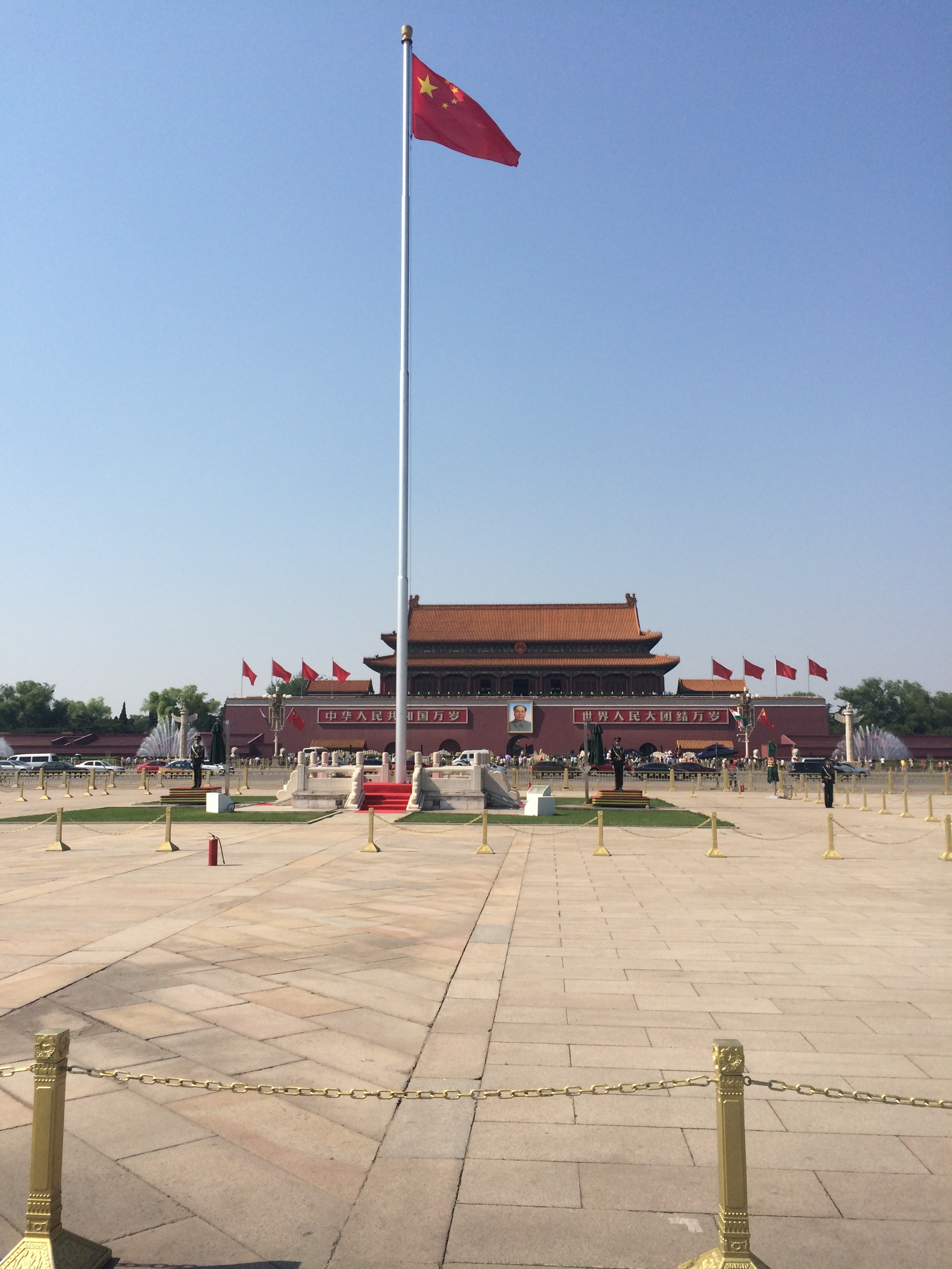 The Tiananmen or Gate of Heavenly Peace is a monumental gate in the center of Beijing; it is frequently used as a national symbol of China. First built in 1420, Tiananmen was the entrance to the Imperial City, within which the Forbidden City is located. 