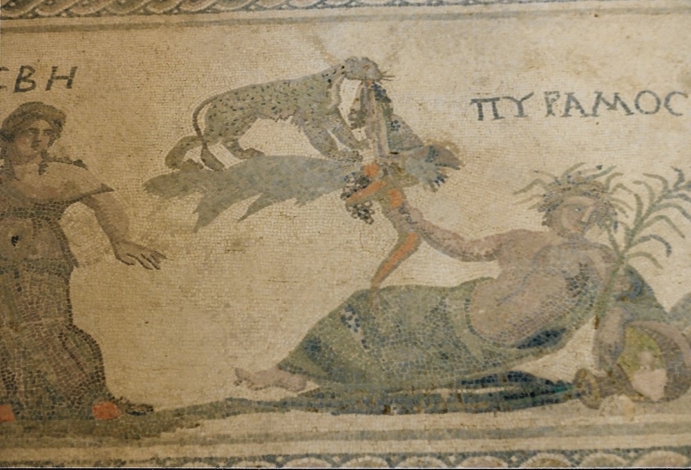 The Pyramus and Thisbe mosaic from the House of Dionysos at the Archeological Park at Paphos, a UNESCO World Heritage site. 