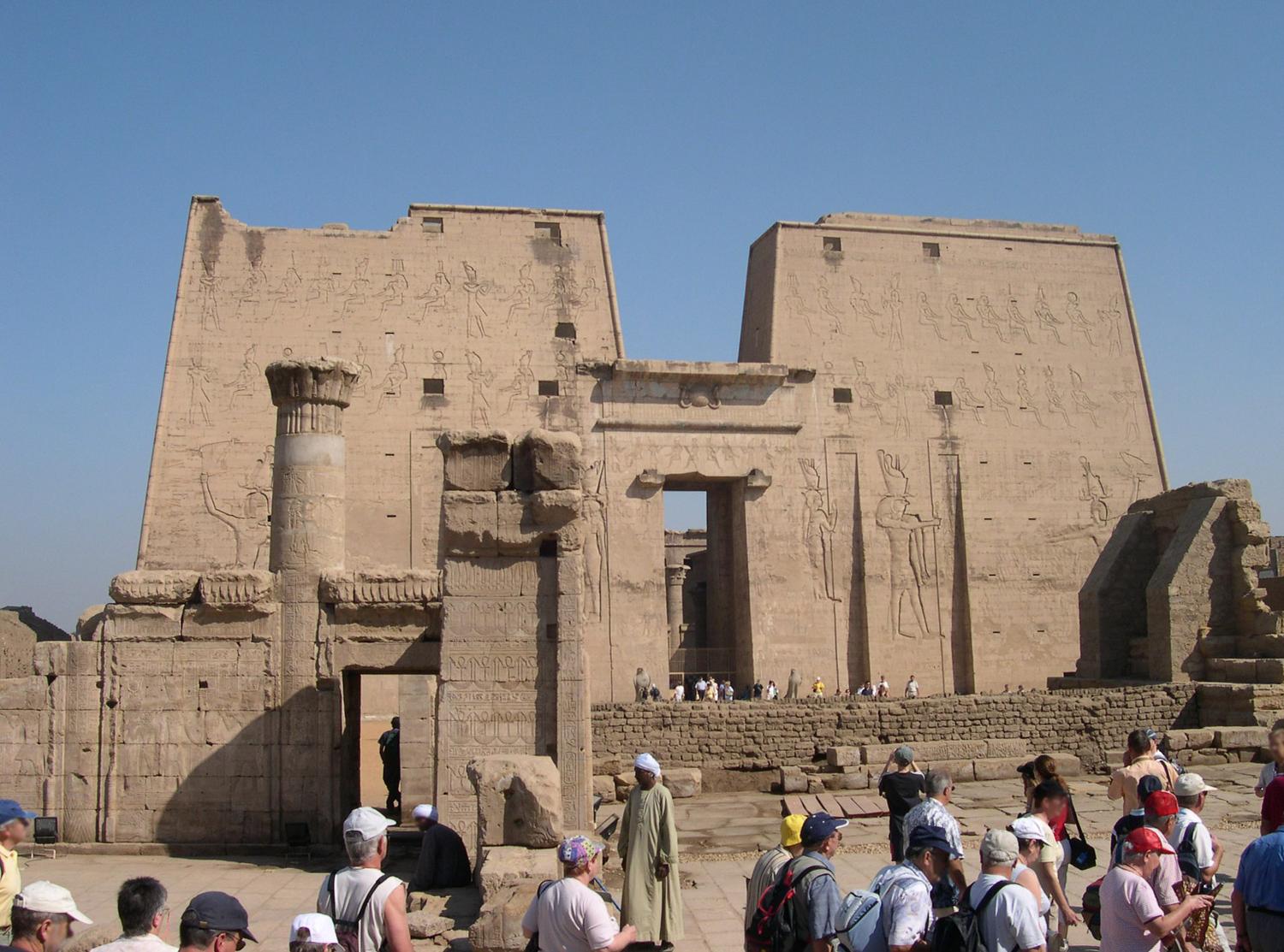 The temple complex of Edfu is one of the best preserved temple sites in Egypt, having been buried in sand for centuries. It is the second largest temple complex in Egypt. 