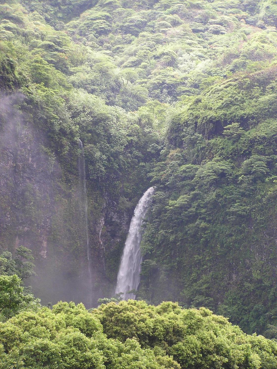 Waterfalls near Papeete, Tahiti, in the Society Islands.