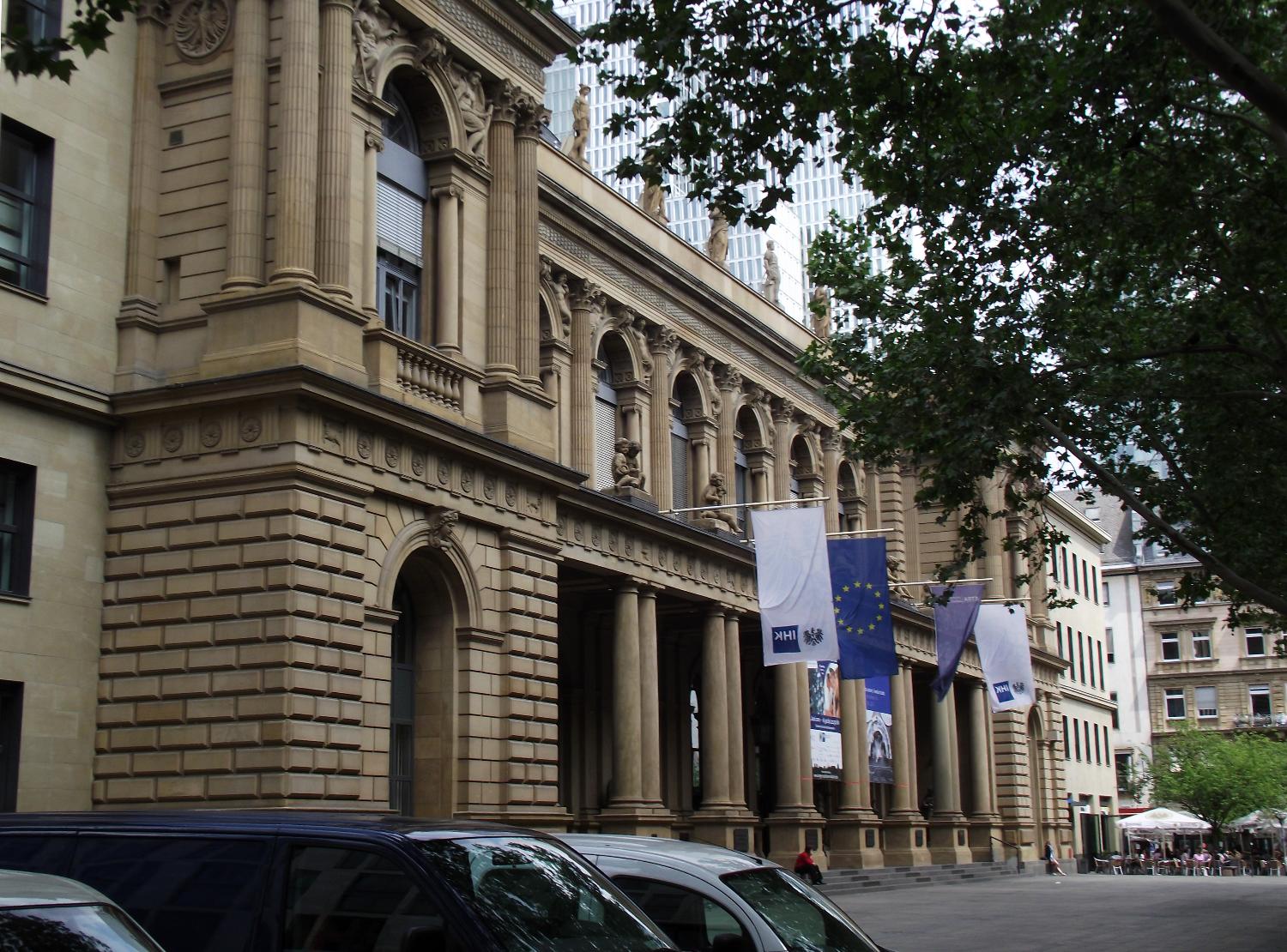 The Chamber of Commerce Building in Frankfurt. The city has been Germany's financial center for centuries, and it is the home of a number of major banks and brokerage houses. The Frankfurt Stock Exchange is Germany's largest and one of the most important in the world.