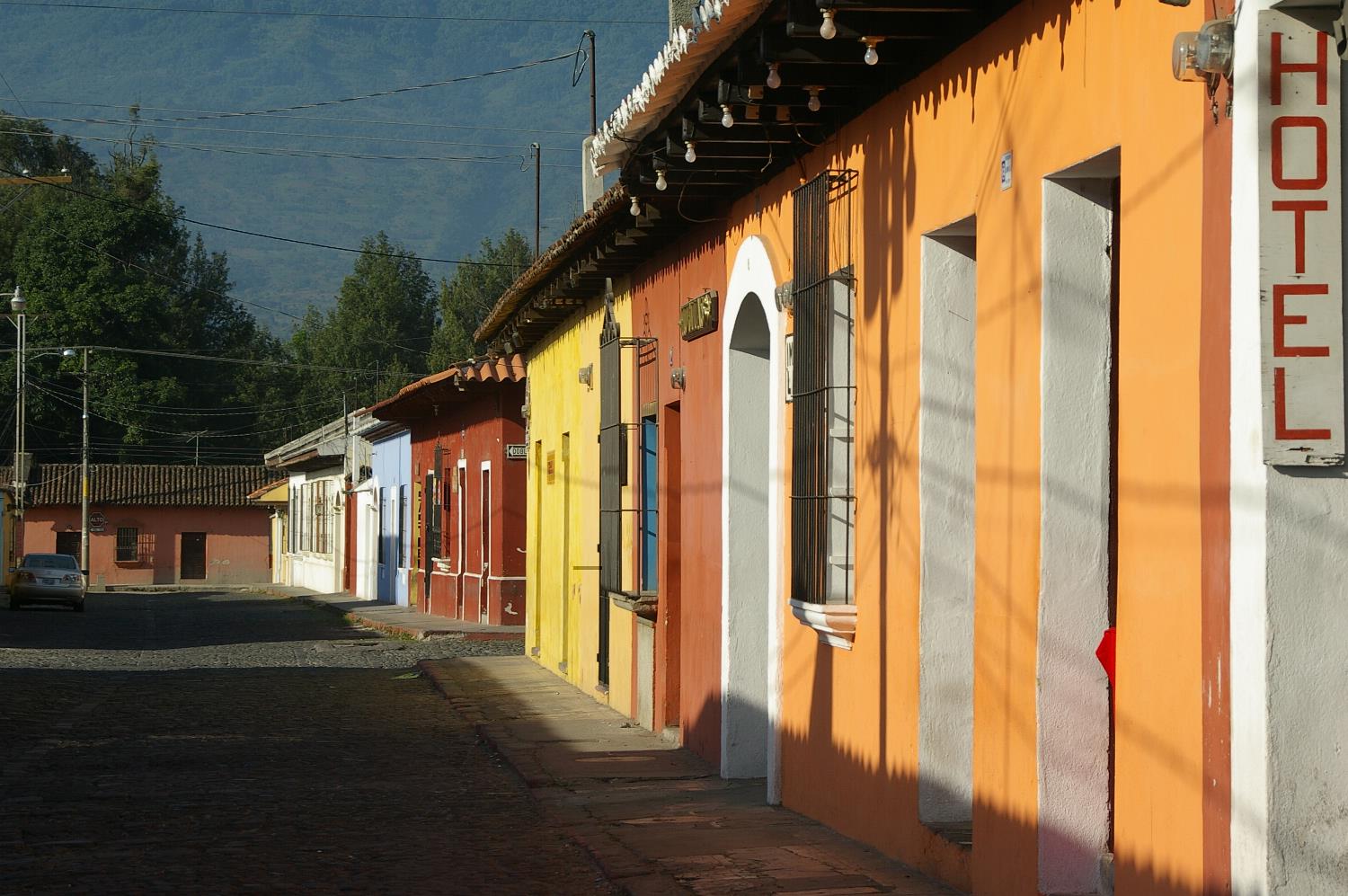 View in the town of Antigua, about an hour's drive outside of Guatemala City.