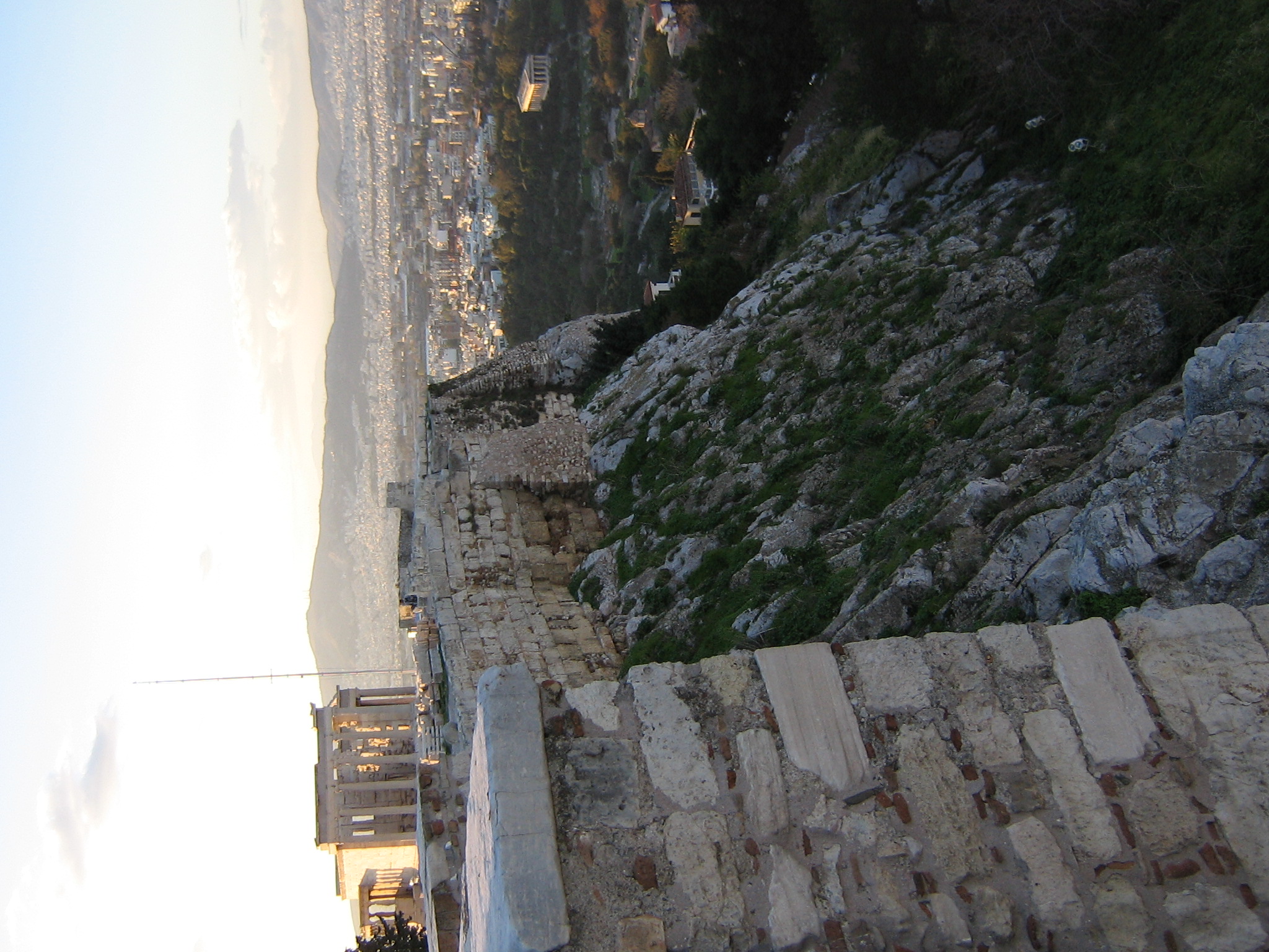 The Erechtheion appears in the upper left of this view of Athens from the Acropolis. 