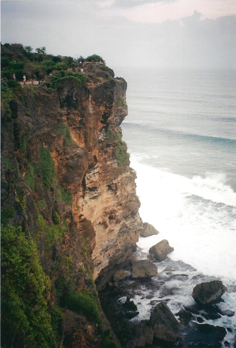 The Sea Temple of Pura Luhur at Uluwatu in south Bali perches on some very impressive cliffs. 