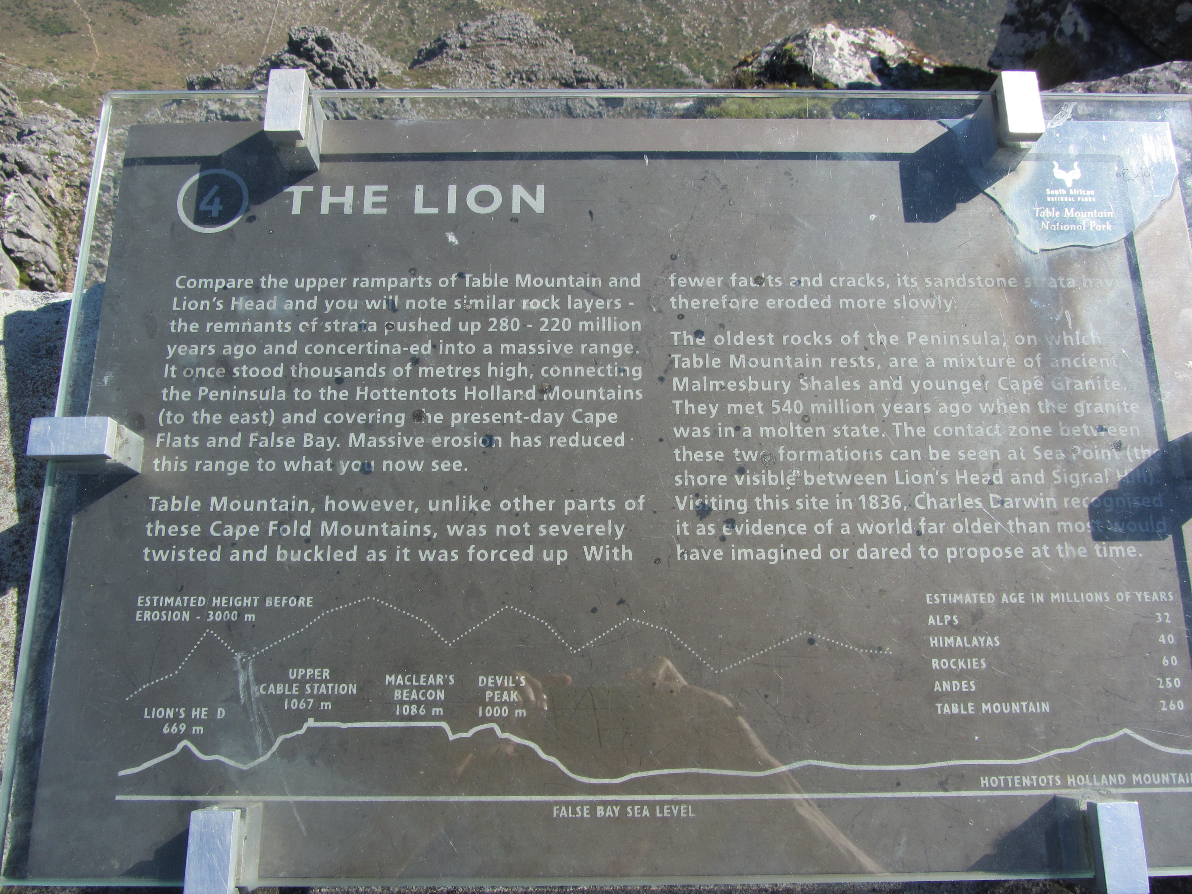 Plaque explaining the geology of Table Mountain.