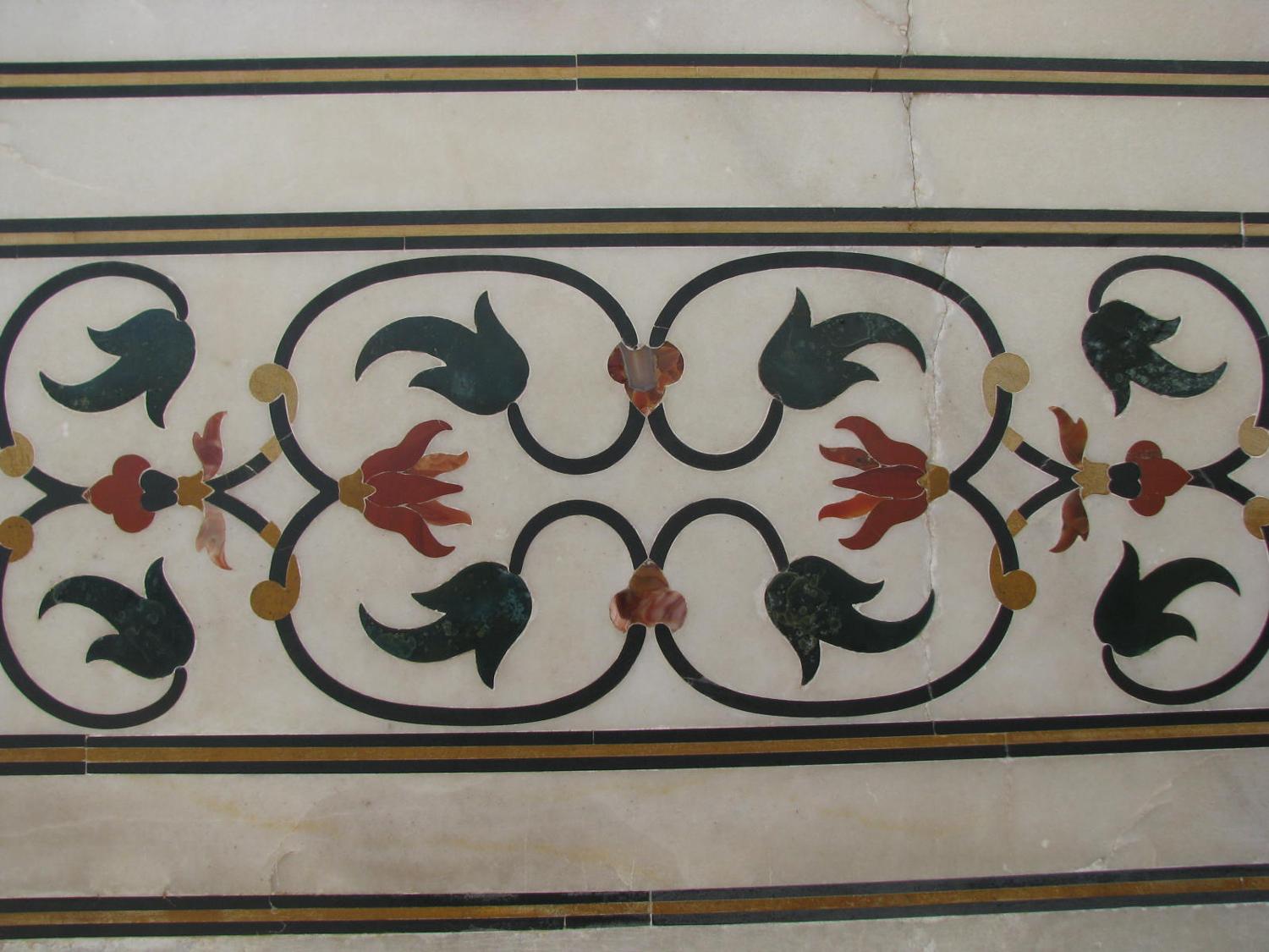 A floral marble design at the Taj Mahal.