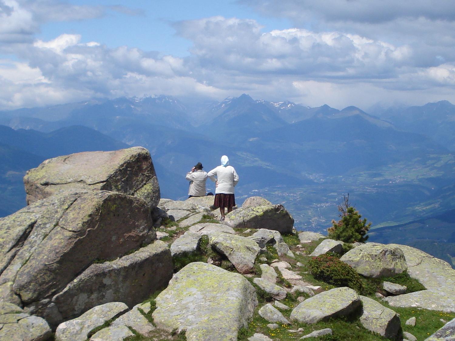 Looking out over the Dolomites.