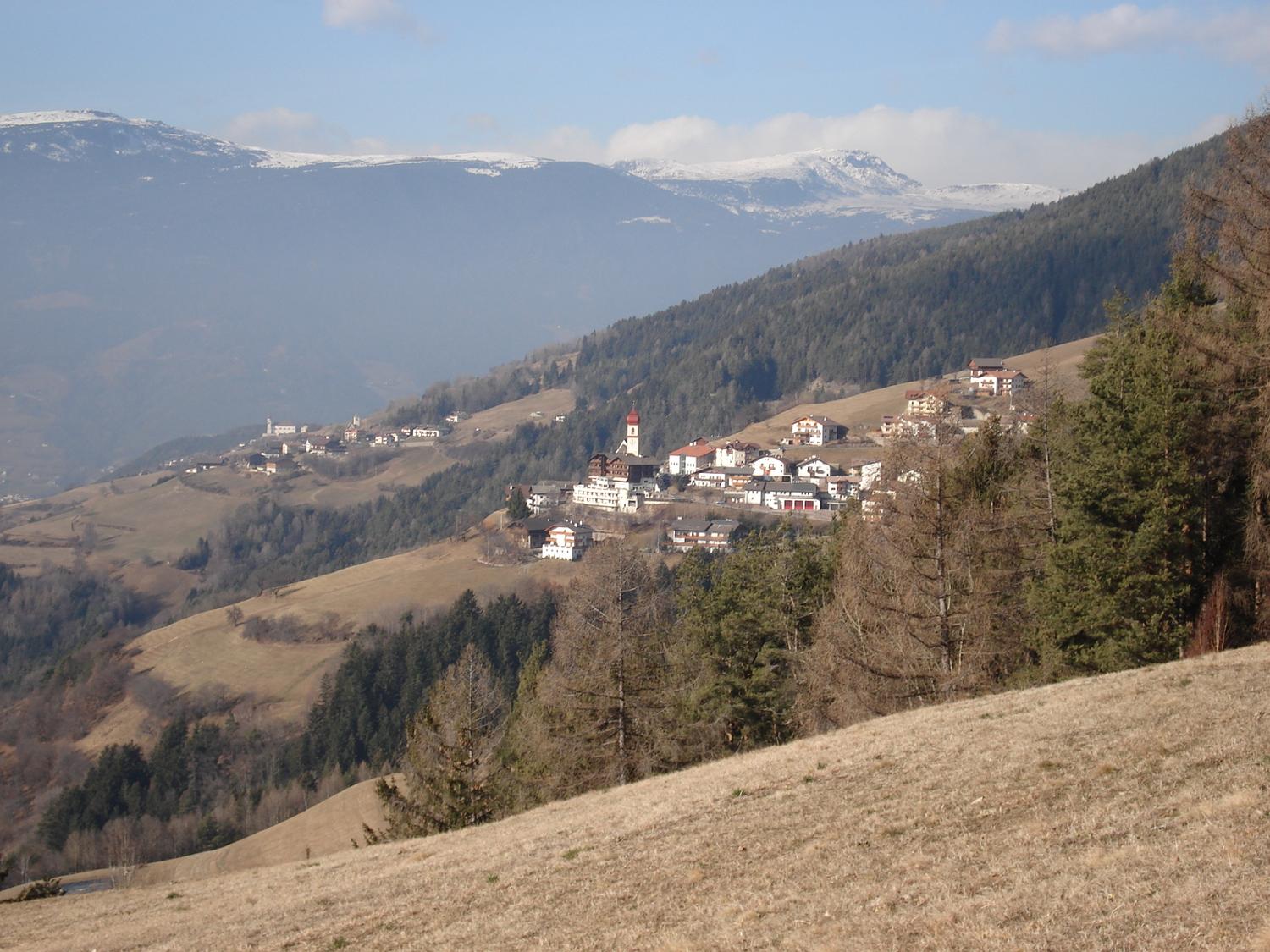 The village of San Pietro (Saint Peter) is at the entrance of Val Gardena (Gardena Valley) in the Dolomites.