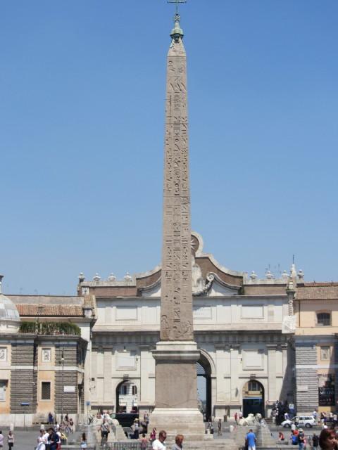 Obelisk in Piazza San Pietro (Saint Peter's Square) in Rome. It is 25.3 m high and dates from 1835 BC. It was brought from Egypt by the Emperor Caligula for his circus. It was moved to Saint Peter's Square by Pope Sixtus V in 1586.