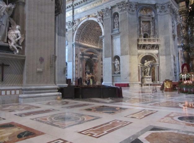 View to the right of the main altar in Saint Peter's Basilica in Rome.