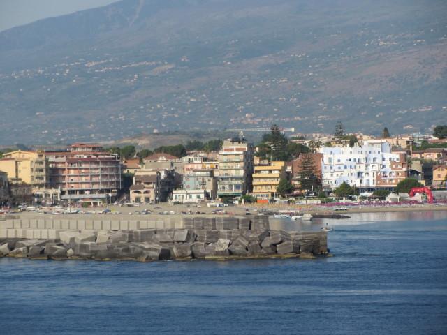 Closer view of the city of Naxos in Sicily on the slopes of Mount Etna.
