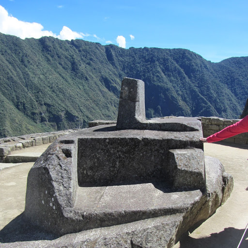 The Intiwatana at Machu Picchu is a notable ritual stone that has been described as an astronomic clock, a type of sundial, or a calendar of the Inca. The Inca believed the stone held the sun in its place along its annual path in the sky. The stone aligns with the sun's position during the winter solstice (June 21), casting its longest shadow on its southern side . At midday on the equinoxes the sun stands almost above the pillar, casting no shadow at all.

In Quechua, "inti" is the name of "the sun" and "wata-" is a verb root meaning "to tie or hitch (up)." The "-na" suffix indicates a tool or place. Hence inti-wata-na is literally an instrument or place to "tie up the sun," often colorfully conveyed as "The Hitching Post of the Sun."