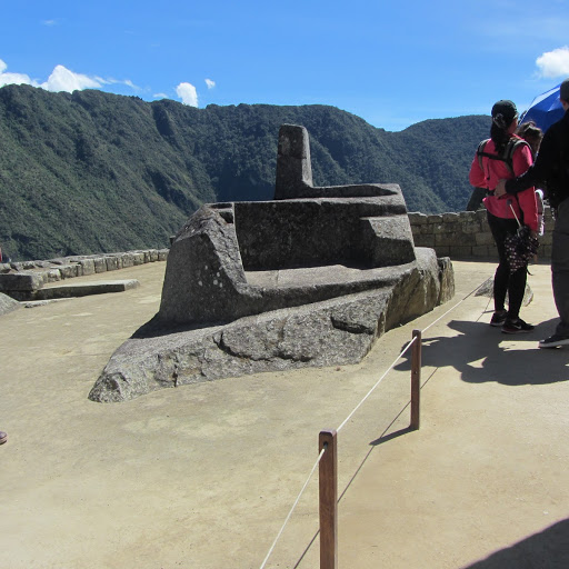 The Intiwatana at Machu Picchu is a notable ritual stone that has been described as an astronomic clock, a type of sundial, or a calendar of the Inca. The Inca believed the stone held the sun in its place along its annual path in the sky. The stone aligns with the sun's position during the winter solstice (June 21), casting its longest shadow on its southern side . At midday on the equinoxes the sun stands almost above the pillar, casting no shadow at all.

In Quechua, "inti" is the name of "the sun" and "wata-" is a verb root meaning "to tie or hitch (up)." The "-na" suffix indicates a tool or place. Hence inti-wata-na is literally an instrument or place to "tie up the sun," often colorfully conveyed as "The Hitching Post of the Sun."