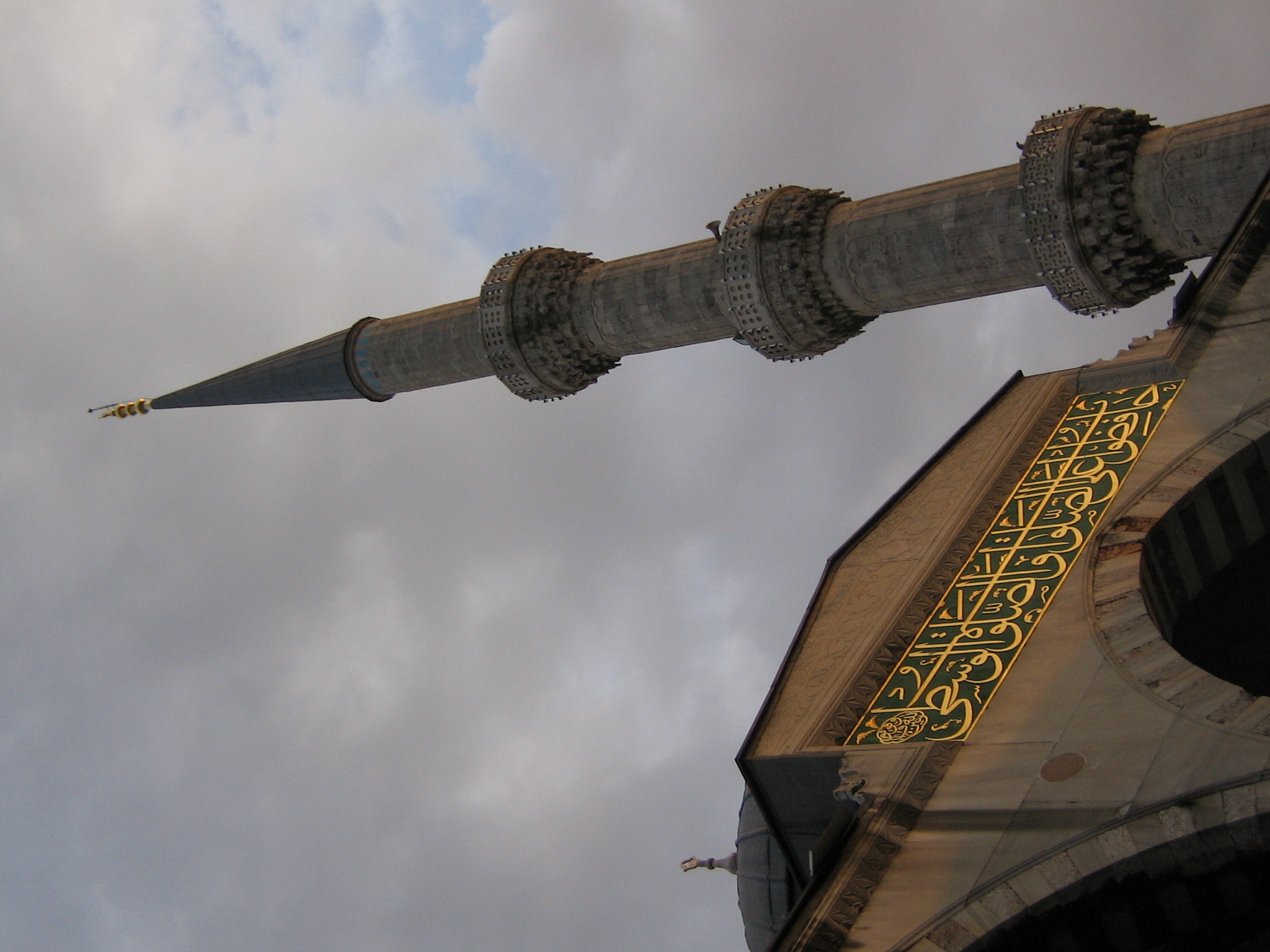 Minaret at the Blue Mosque in Istanbul.