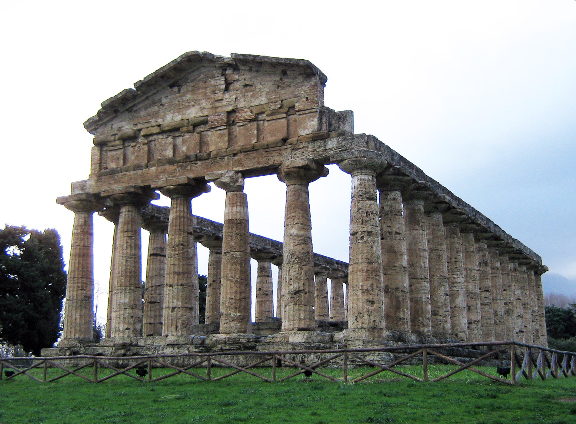 The Greek Temple of Athena at Paestum in southern Italy dates to circa 500 B.C. 