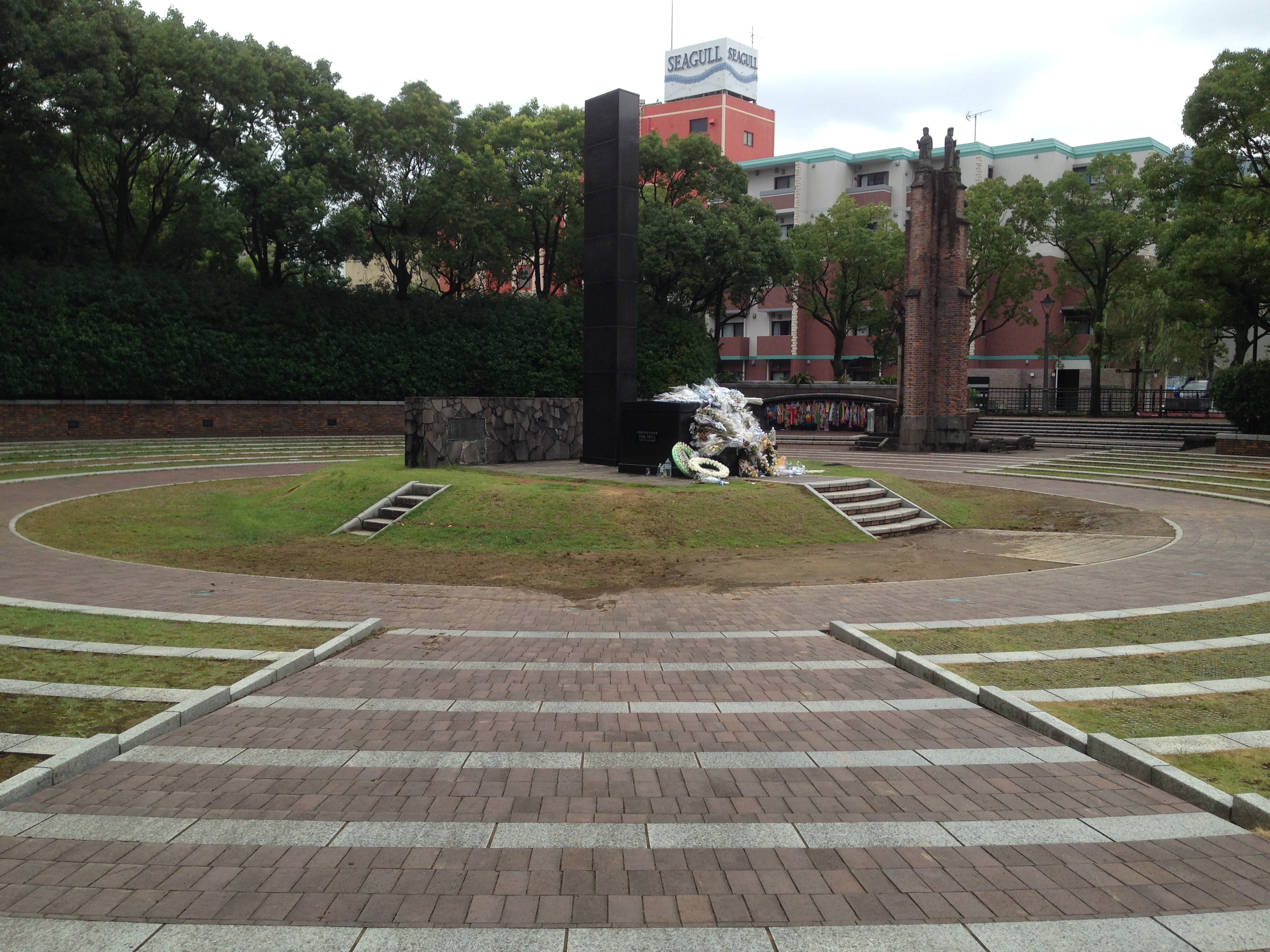Monument at the atomic bomb hypocenter (ground zero) in Nagasaki.
