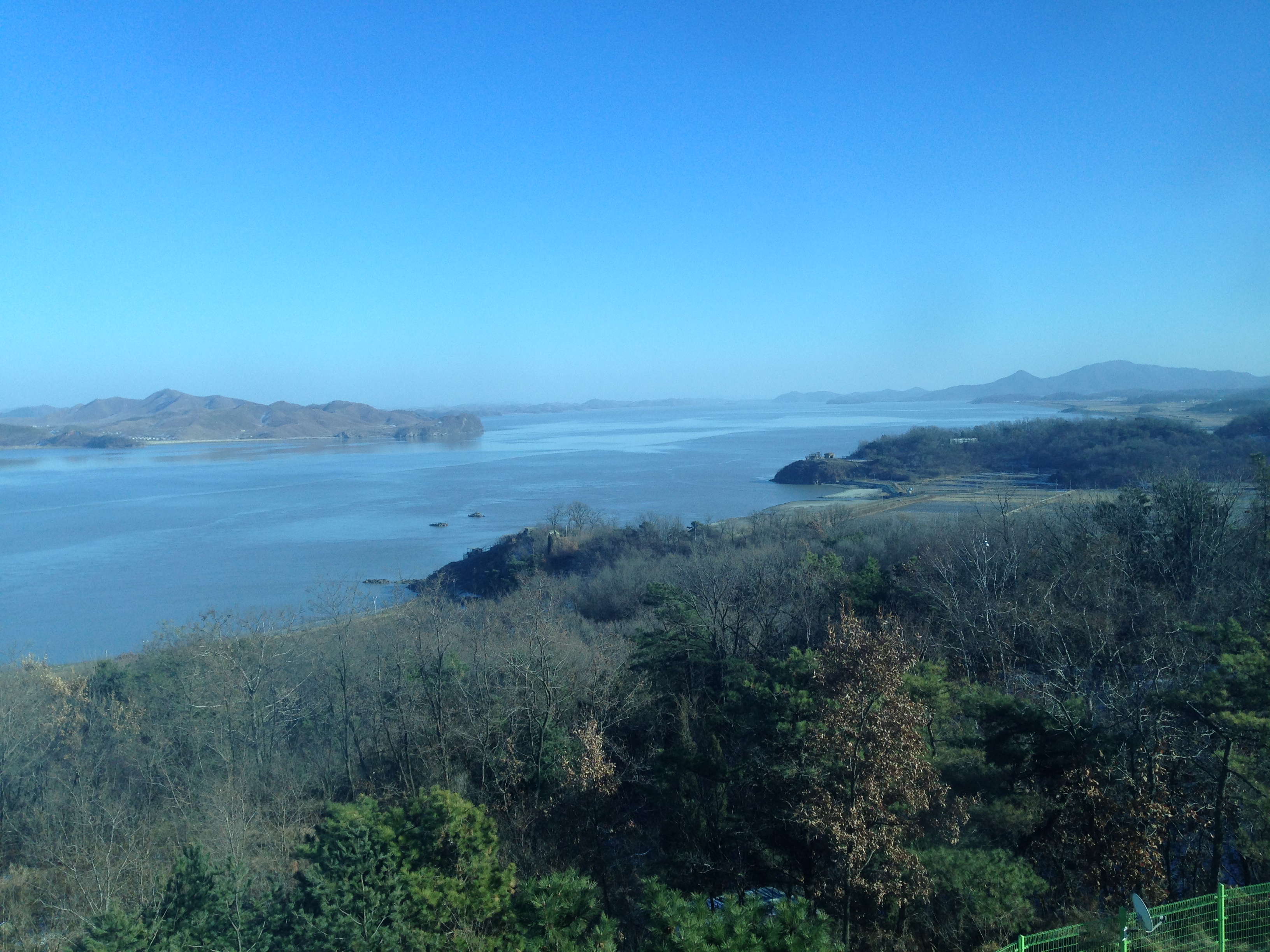 View from the Ganghwa Peace Observatory across the Han River estuary into North Korea.