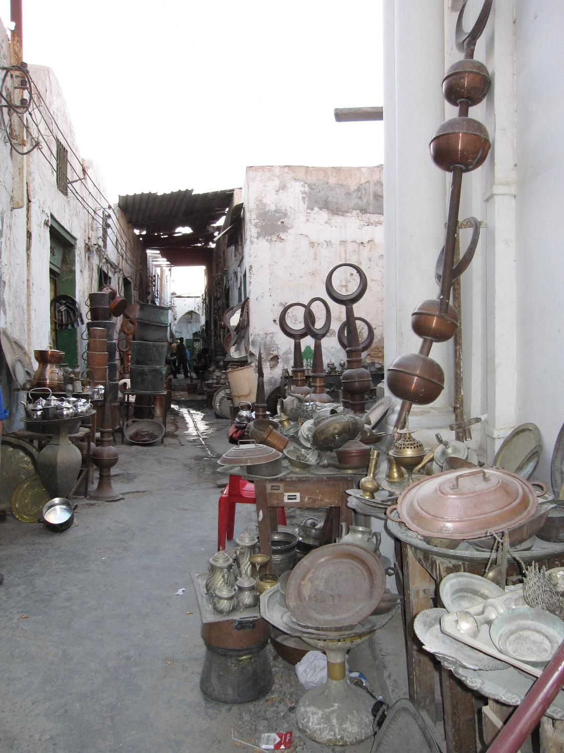 Tripoli's medina (old city quarter)includes craftsmen of several specialties, including the copper market. Copper forges line each side of the alley where craftsmen may be observed at work. 