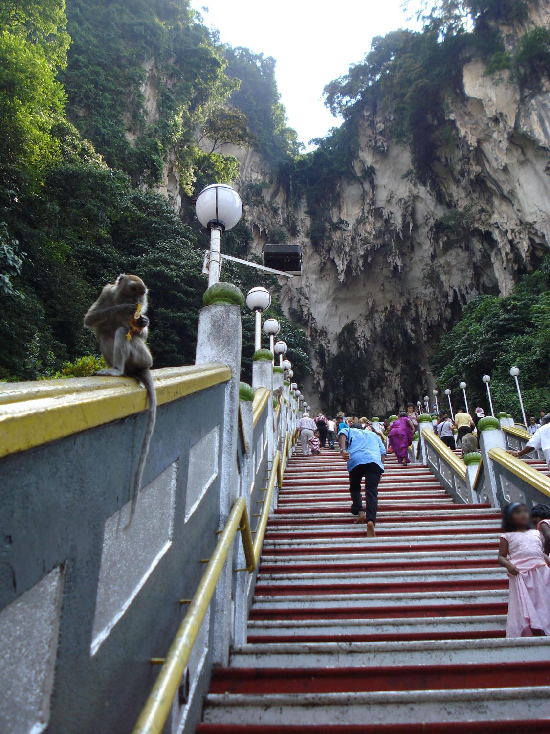 Some of the 272 steps leading up to Cathedral Cave at Batu Caves. 