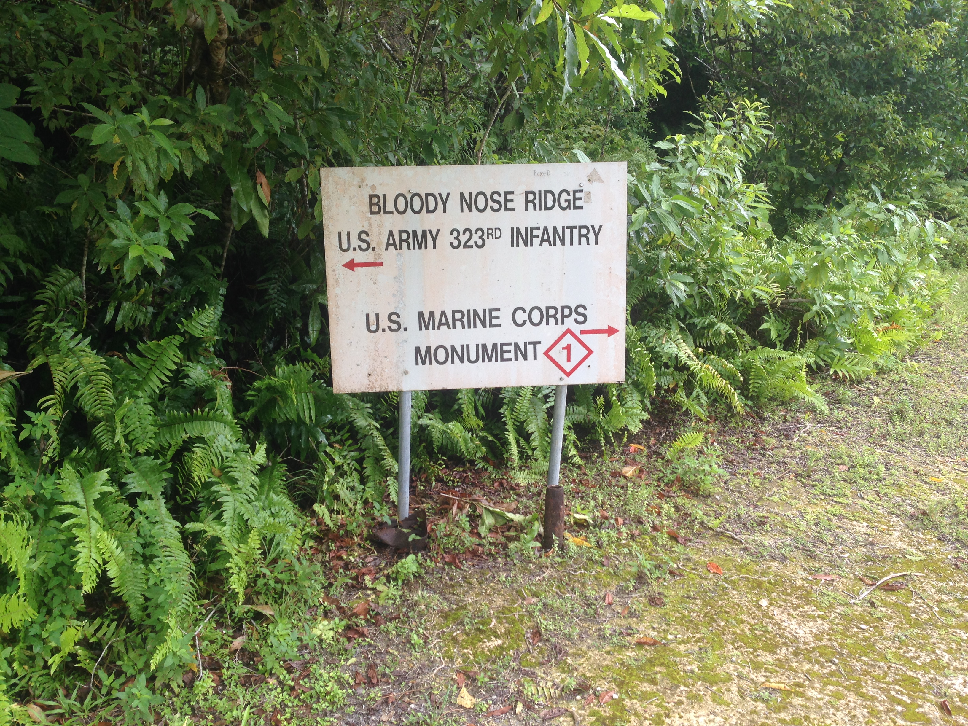 Sign along the Battle of Peleliu Jungle Trail.
