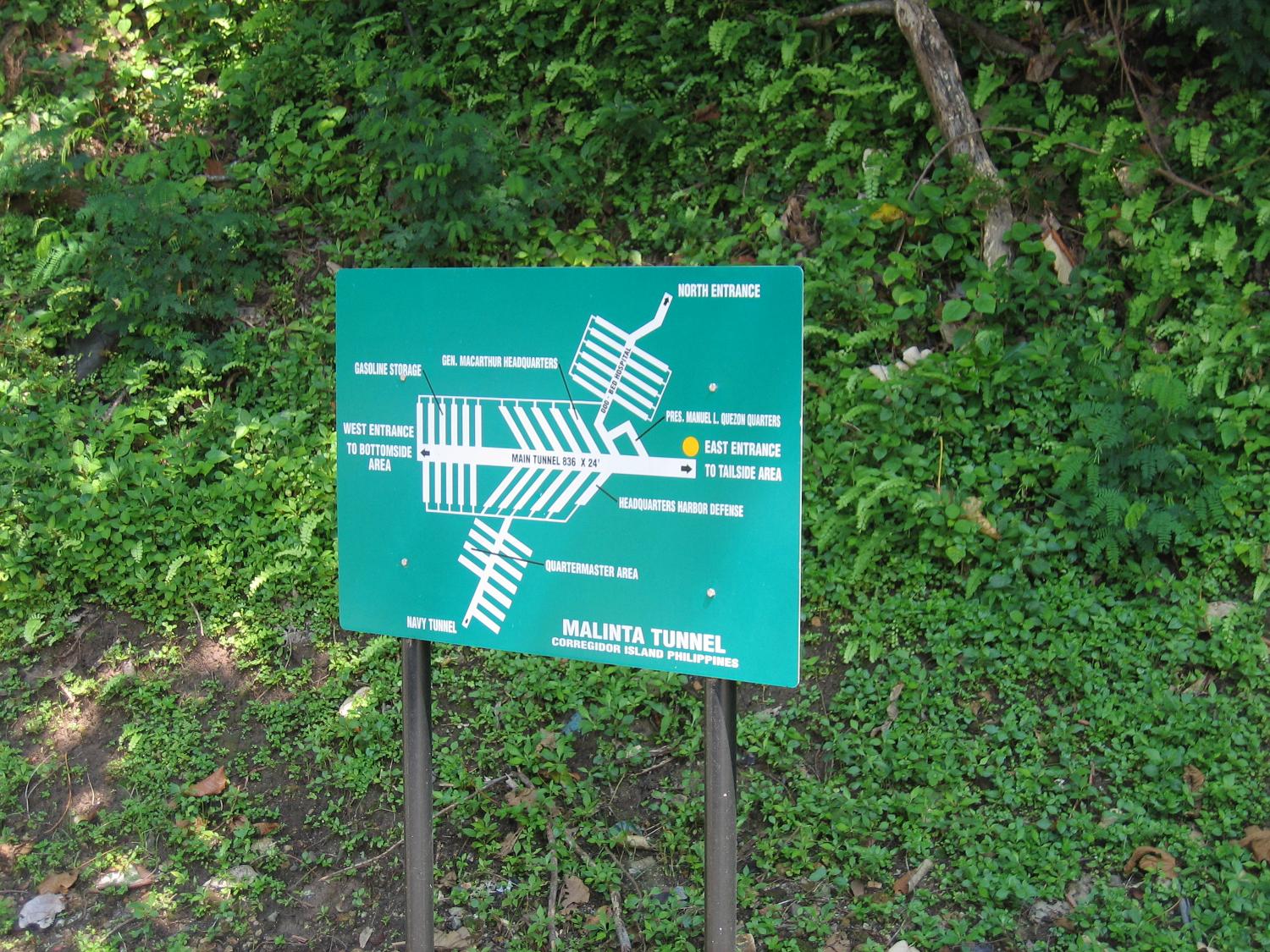 Map of the Malinta Tunnel complex on the island of Corregidor.