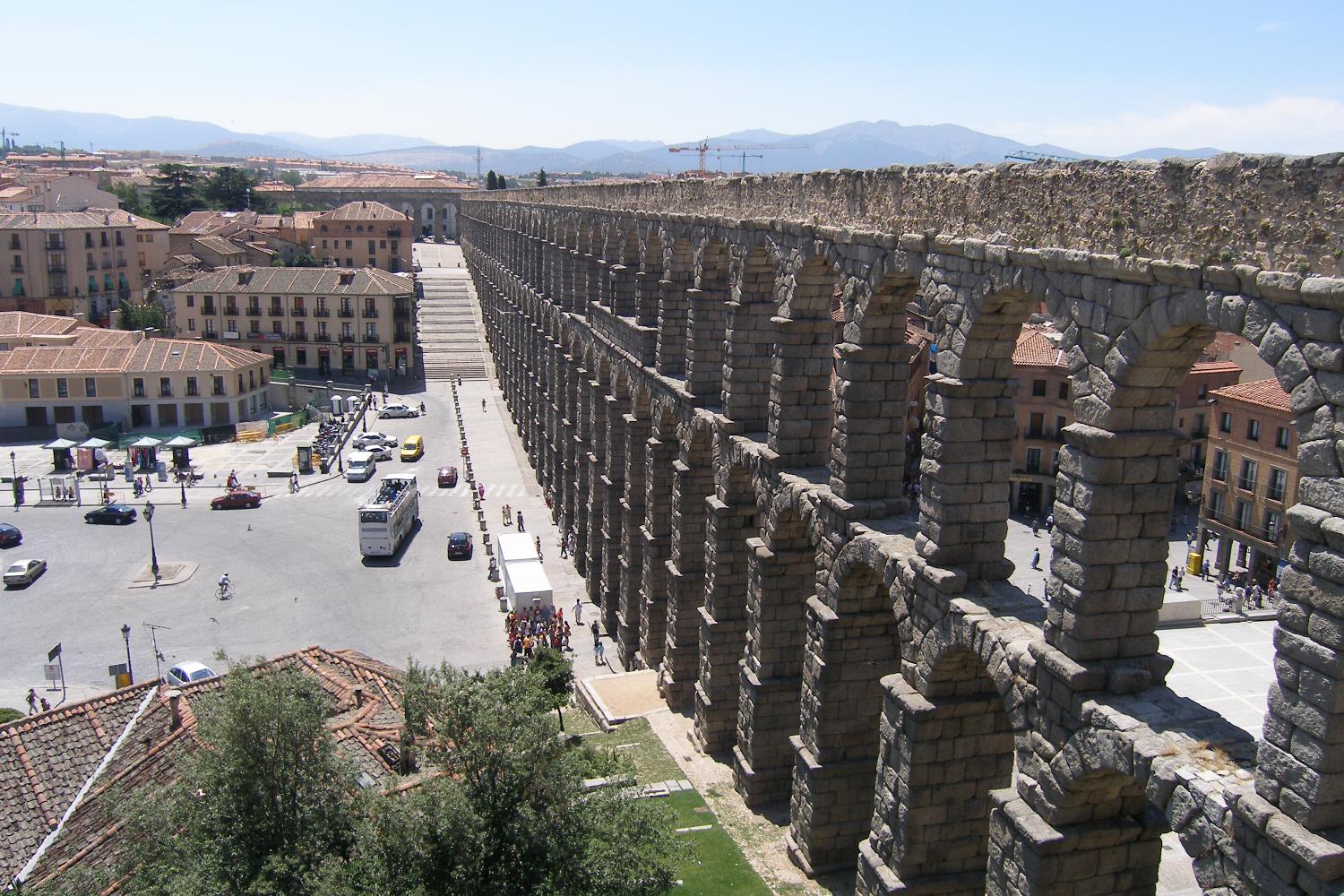 The Aqueduct of Segovia - built of unmortared, granite blocks - is one of the best-preserved Roman monuments on the Iberian peninsula. It is one of the symbols of Segovia and appears on the city's coat of arms.