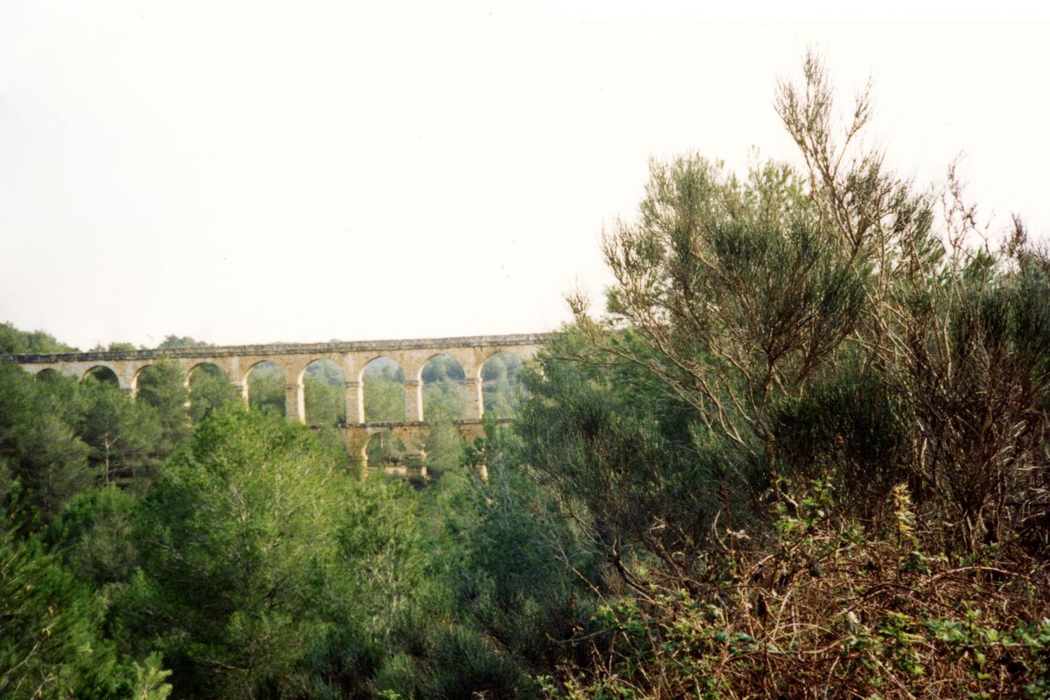 Well-preserved Roman aqueduct a few kilometers north of the city of Tarragona.