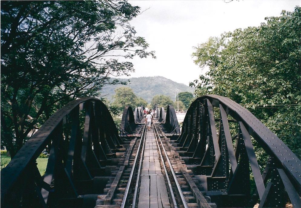 Burma Railway bridge over the Khwae Yai River at Kanchanaburi (the  original "Bridge Over the River Kwai").