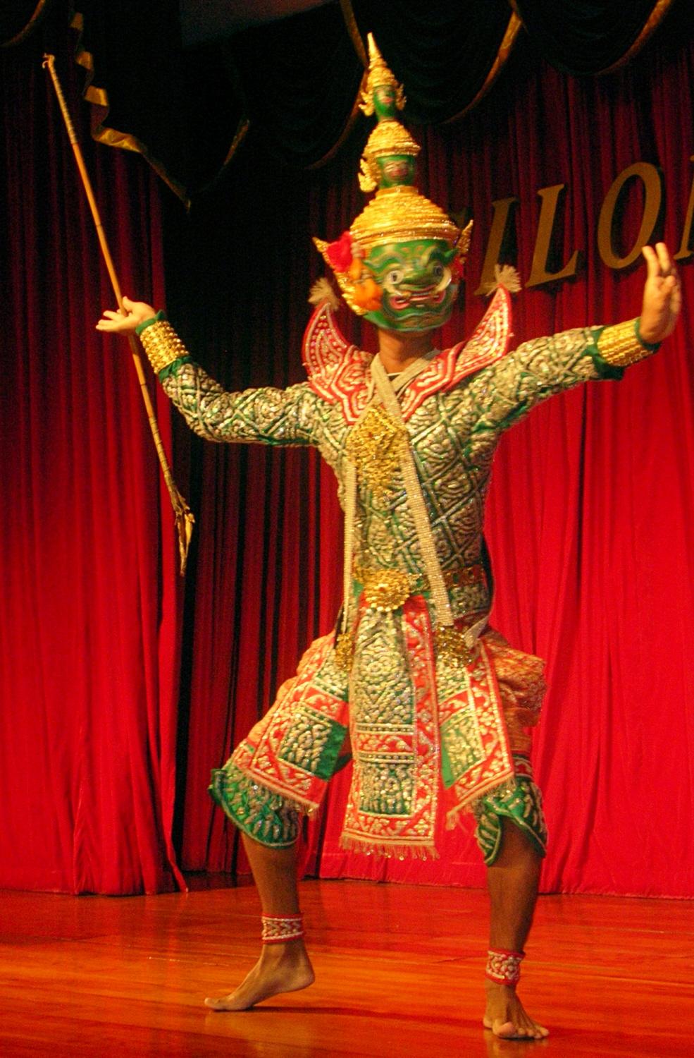 Traditional Thai dancer performing at the Silom Village Trade Center in Bangkok.