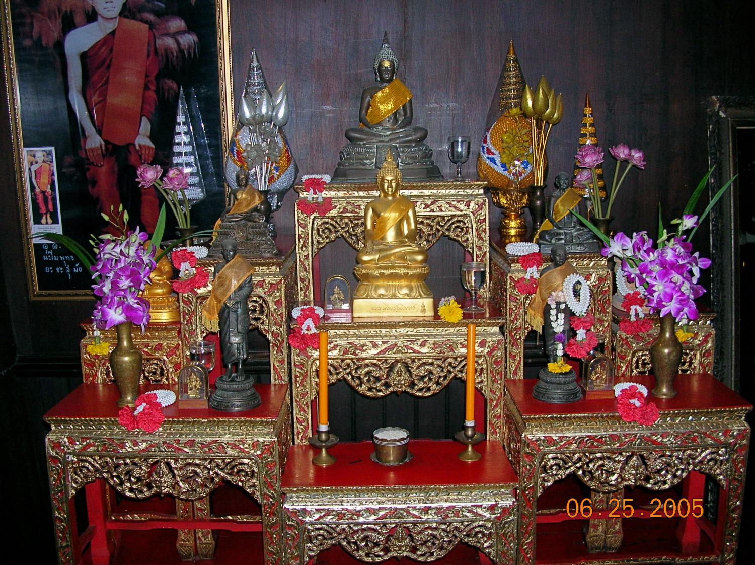 A Buddhist altar in Bangkok.