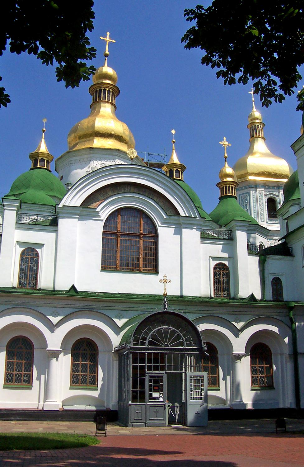Saint Sophia Cathedral in Kyiv was completed in 1037 during the reign of Yaroslav the Wise. The ruler was buried in the church in 1054 in a six-ton marble sarcophagus that still survives. Although the cathedral's exterior was remodeled into the Ukrainian Baroque style in the 17th century, its original Byzantine interior was preserved. It was the first Ukrainian monument to be inscribed onto the World Heritage List.