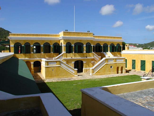 Commandant's Quarters in the Southern Curtain, Fort Christiansvaern, Christiansted, St. Croix. Photo courtesy of the US National Park Service.