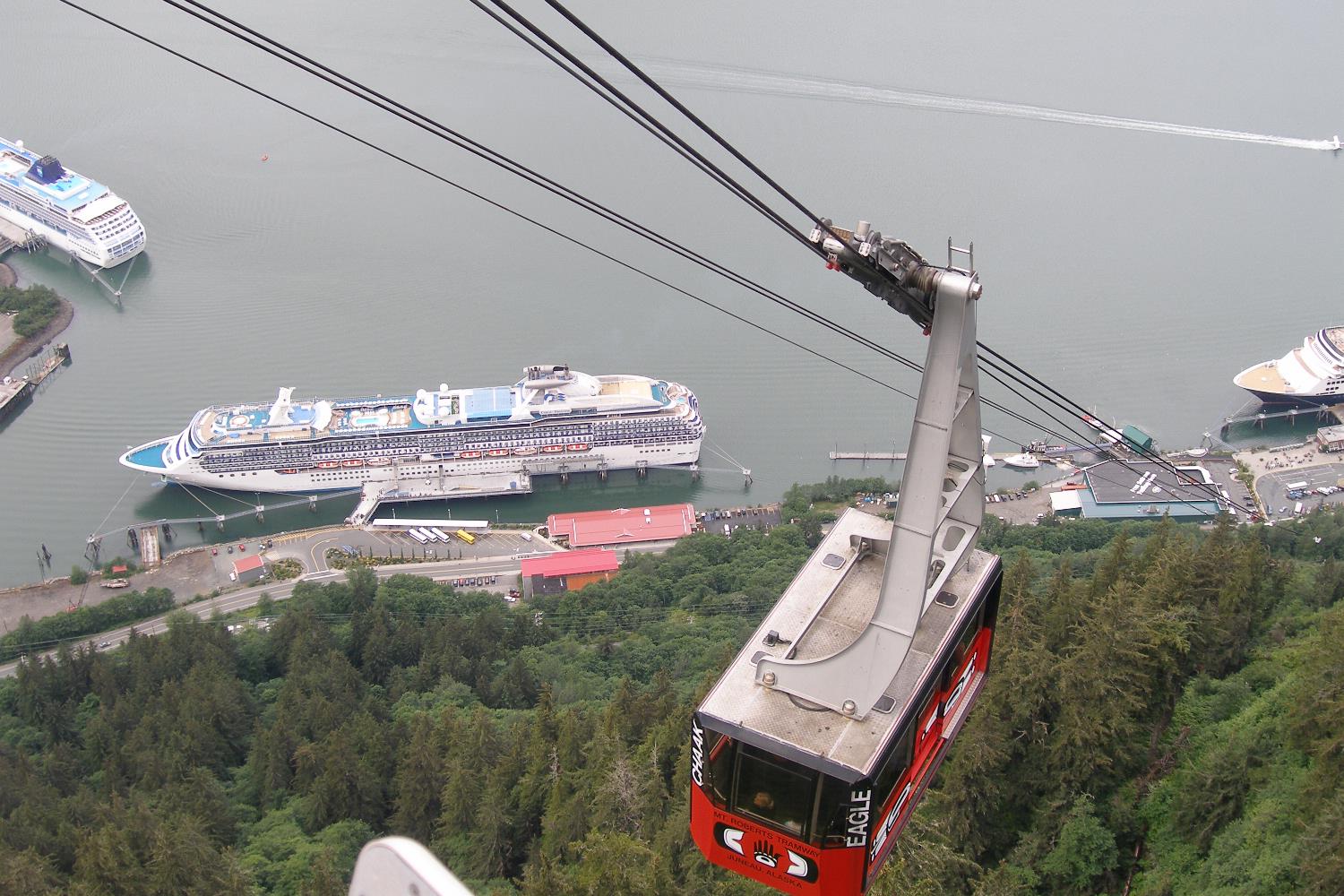 Mount Roberts Tram above Juneau Harbor, Alaska.