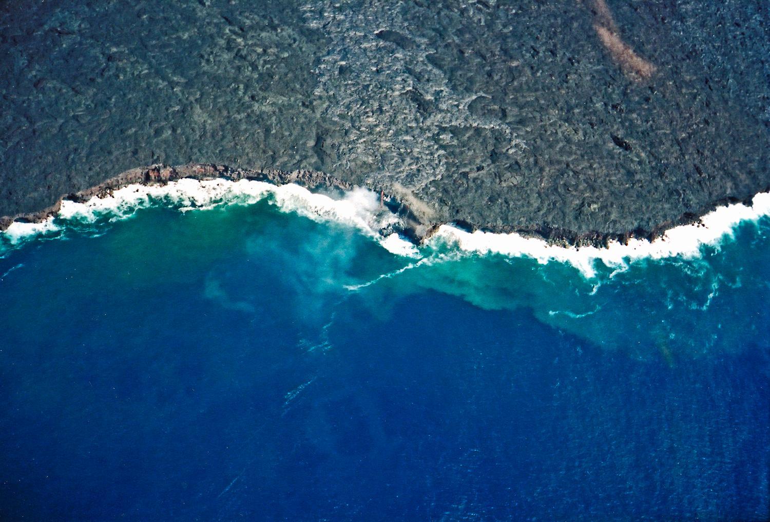 Lava flowing into the sea on the Big Island of Hawaii.