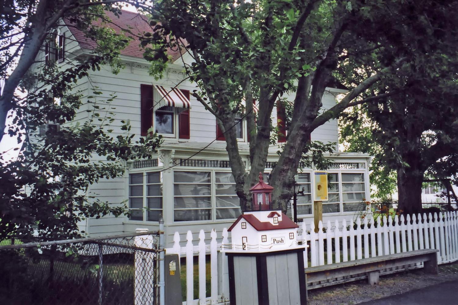 Even the trash bins on Tangier Island, Virginia show a lighthouse motif. There are very few cars on the island; most folks get around by golf cart, bicycle, or on foot. 