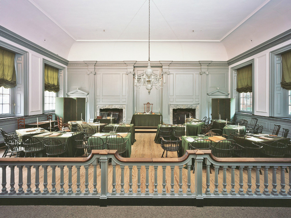 The Assembly Room of the Pennsylvania State House served as the meeting place of the Pennsylvania Assembly for over sixty years until the state capital moved away from Philadelphia in 1799. In 1776, the Continental Congress declared Independence in this room and in 1787 the US Constitution was debated and signed here. Most historians consider this room one of the most historic rooms in the US. Photo courtesy of the US National Park Service.