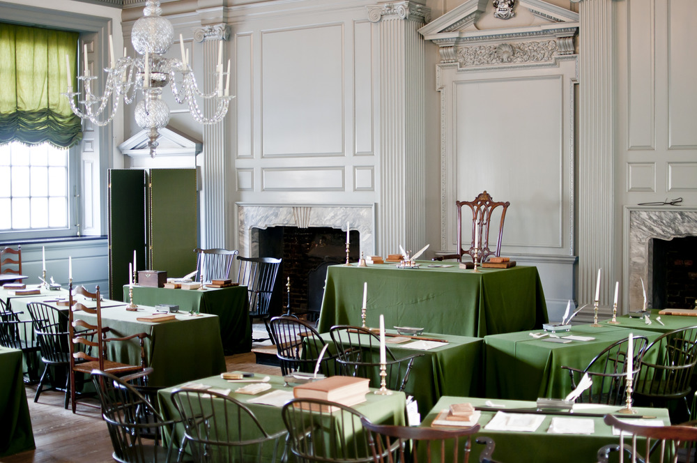 The Assembly Room of the Pennsylvania State House in Philadelphia served as the meeting place of the Pennsylvania Assembly for over sixty years until the state capital moved away from Philadelphia in 1799. In 1776, the Continental Congress declared Independence in this room and in 1787 the US Constitution was debated and signed here. Most historians consider this room one of the most historic rooms in the US. Photo courtesy of the US National Park Service.