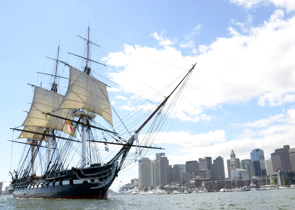 The USS Constitution under sail in Boston Harbor. Photo courtesy of the US Navy/MC3 Victoria Kinney.